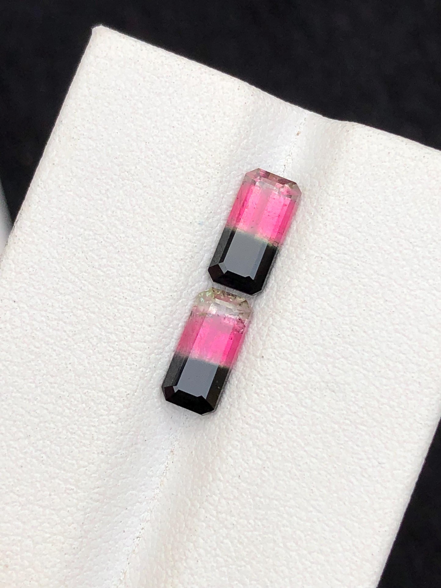 2.20 carats unique bi colour tourmaline pair