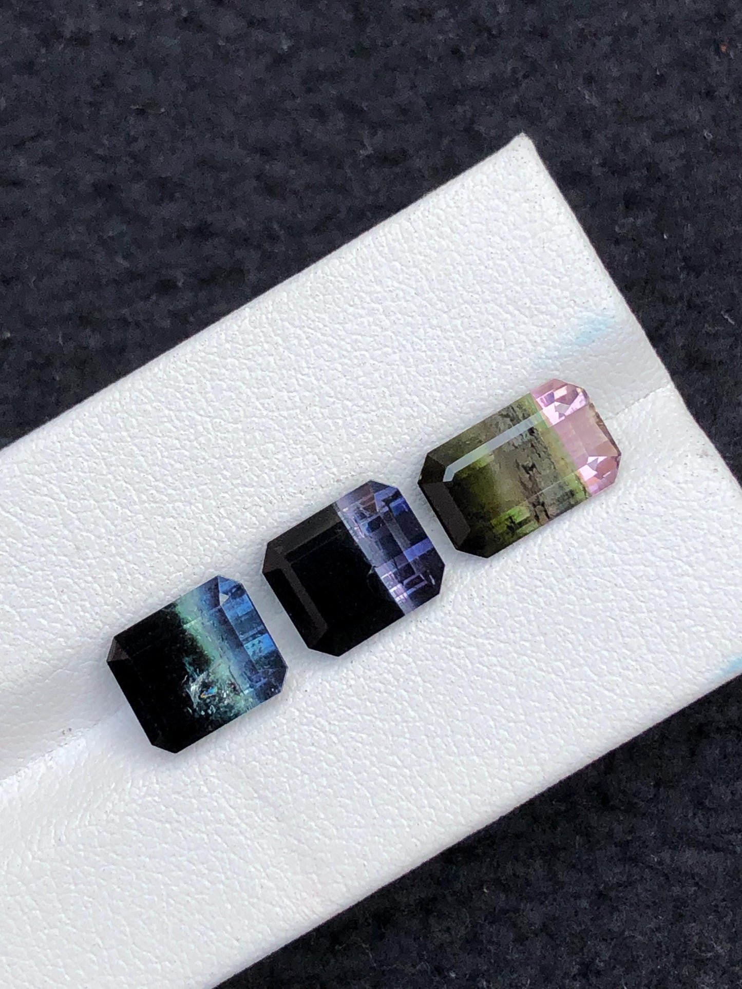 10.85 CTs unique bi colour & tri colour tourmaline faceted