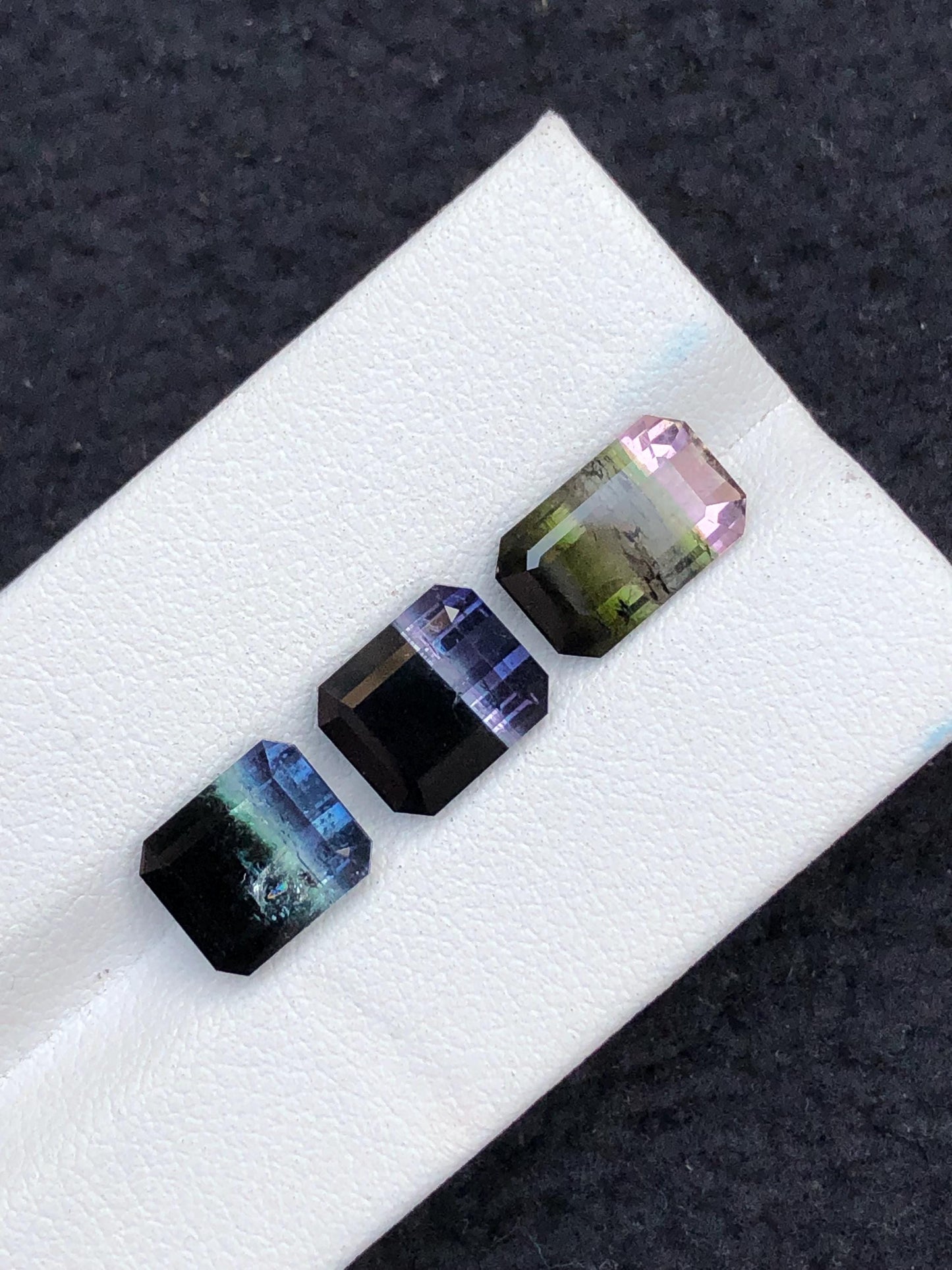 10.85 CTs unique bi colour & tri colour tourmaline faceted