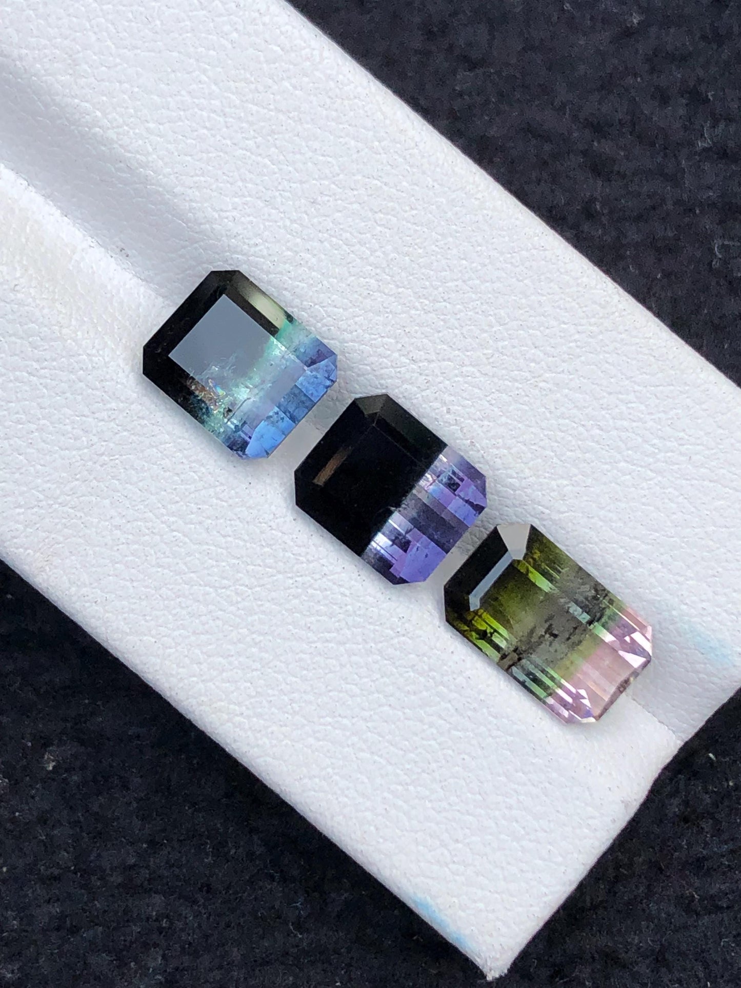 10.85 CTs unique bi colour & tri colour tourmaline faceted