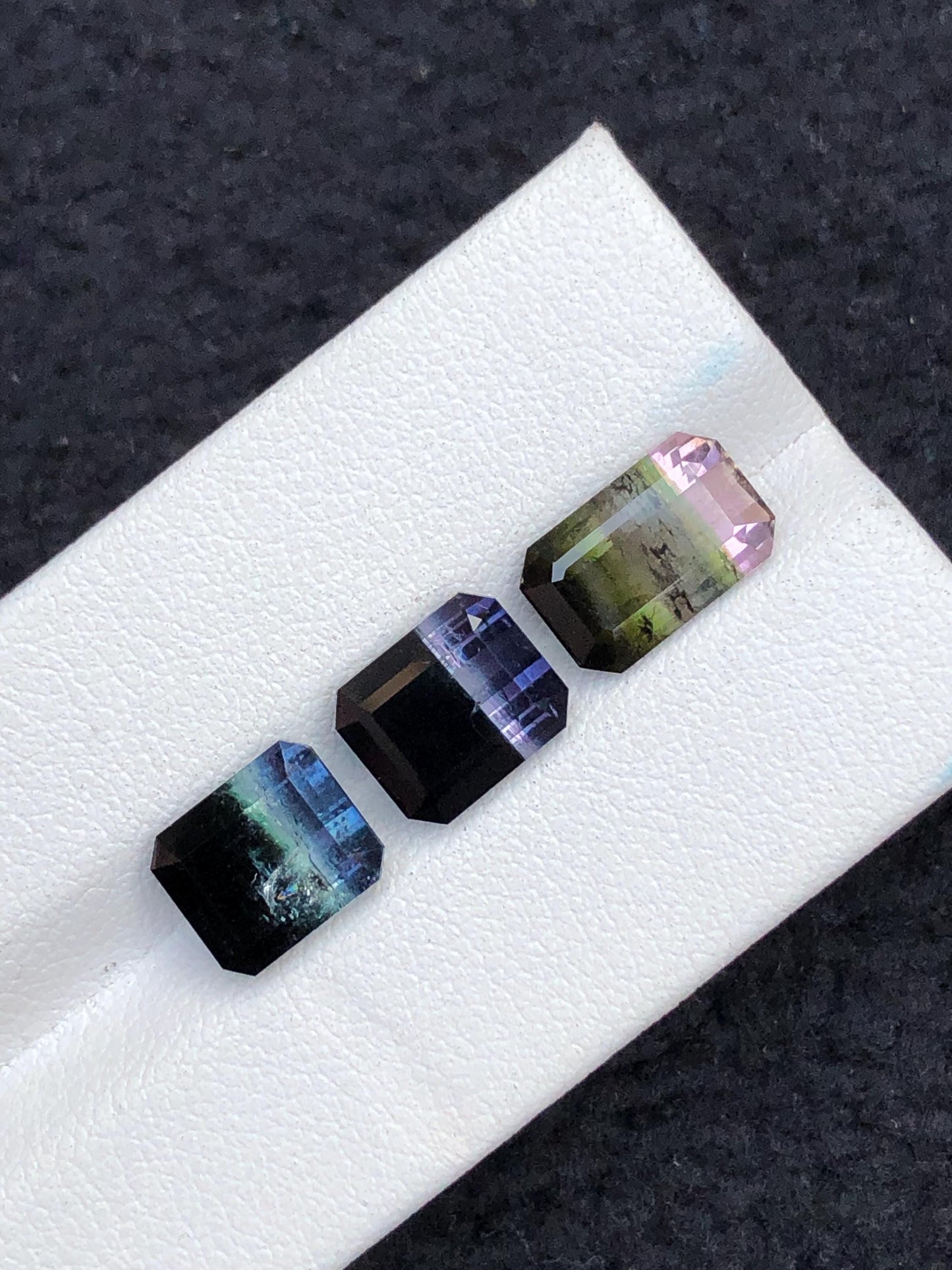 10.85 CTs unique bi colour & tri colour tourmaline faceted