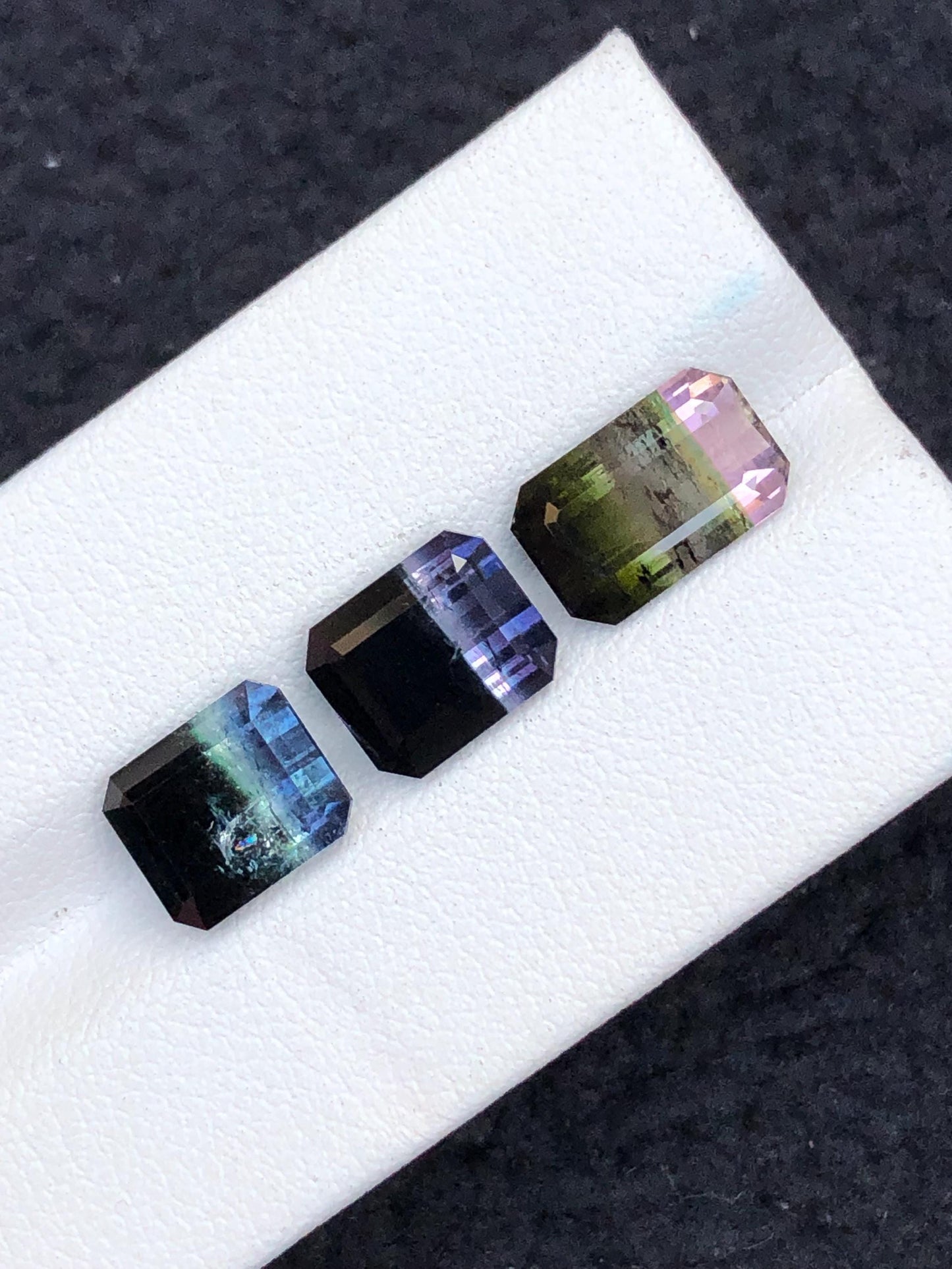 10.85 CTs unique bi colour & tri colour tourmaline faceted