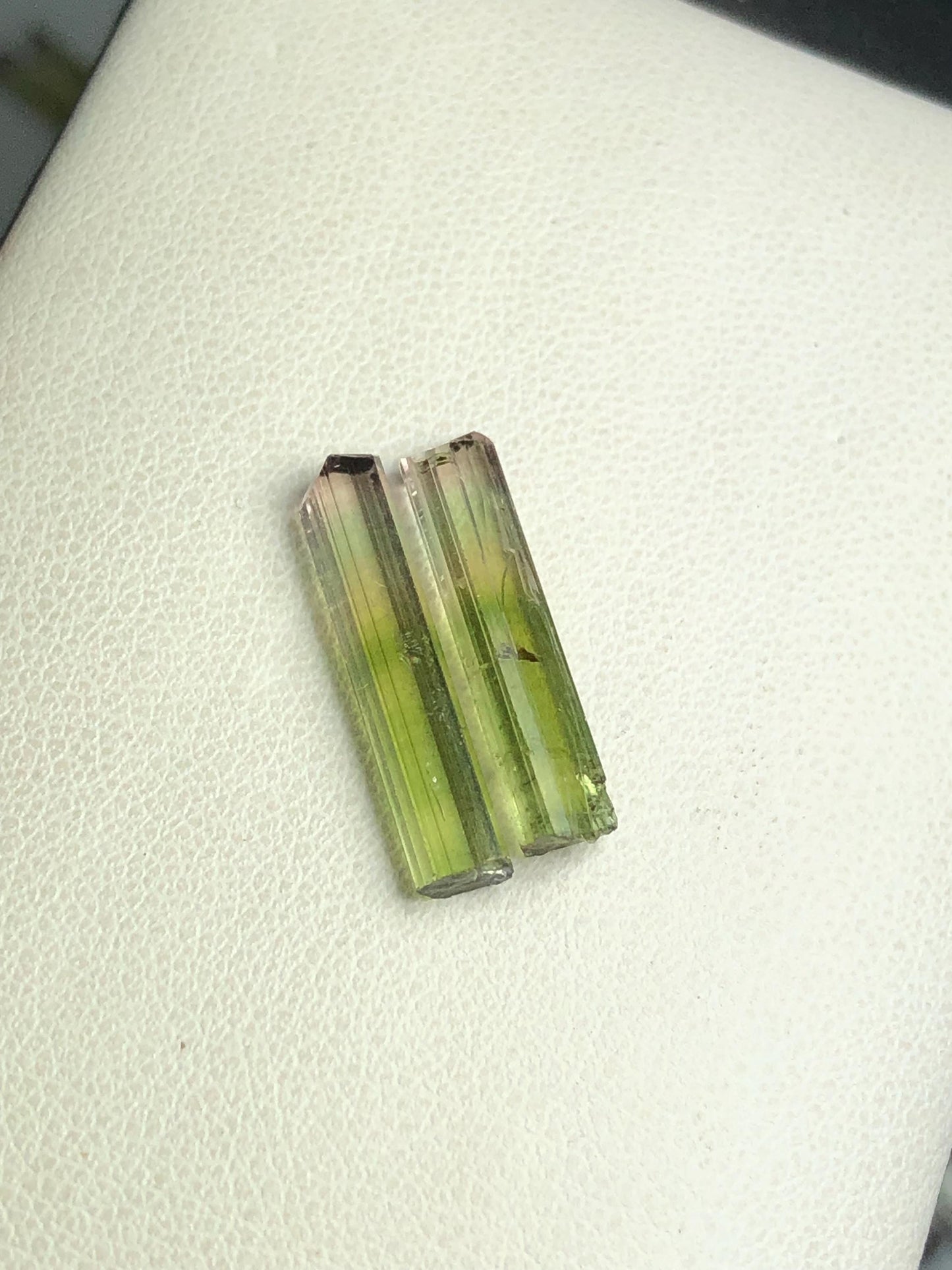 7.80 carats bi colour tourmaline crystal pair