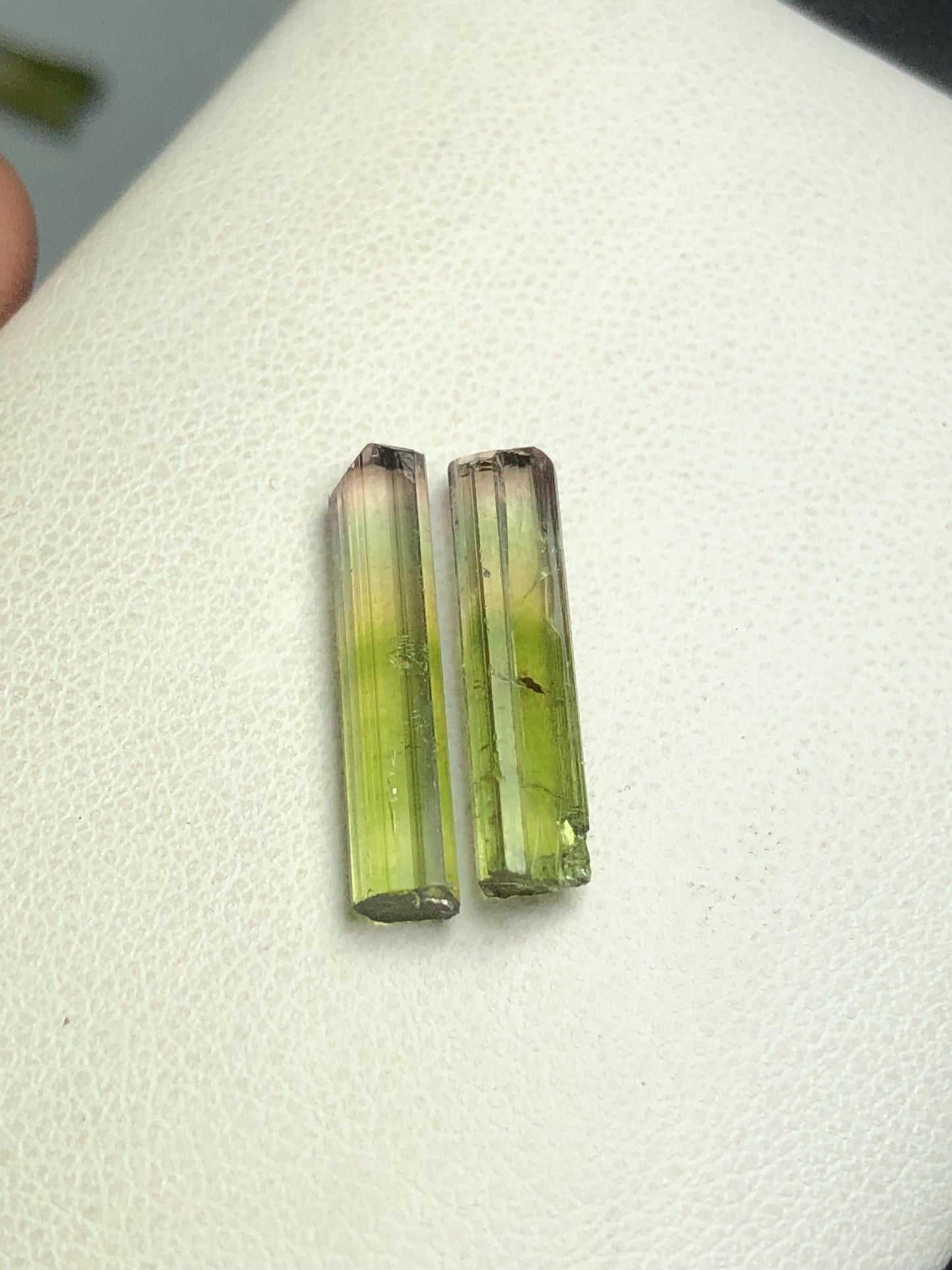 7.80 carats bi colour tourmaline crystal pair