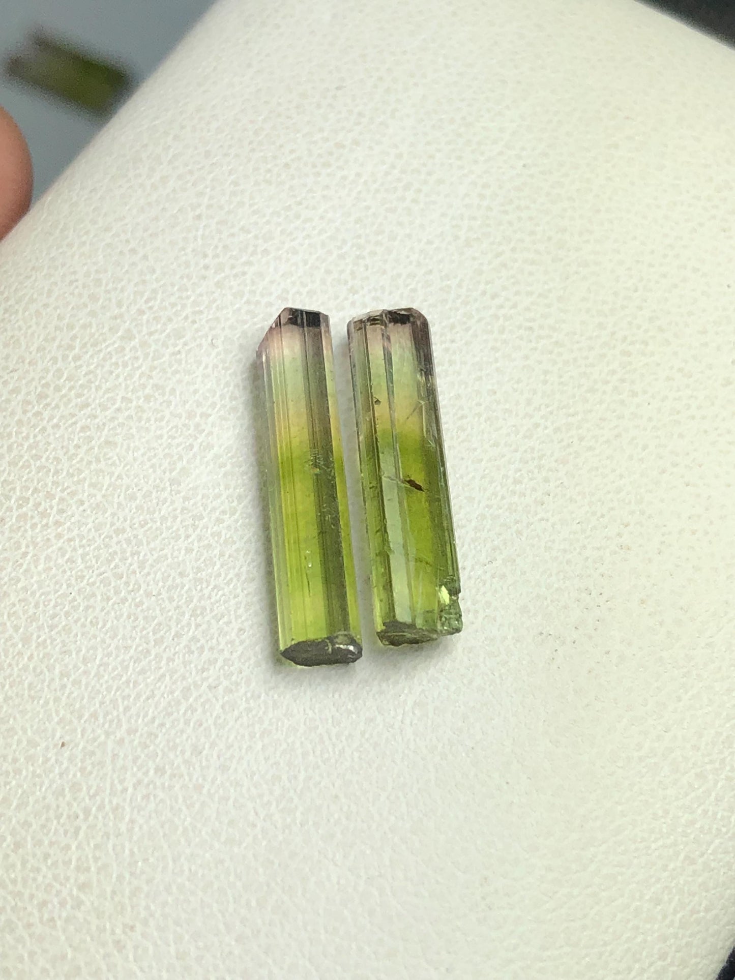 7.80 carats bi colour tourmaline crystal pair