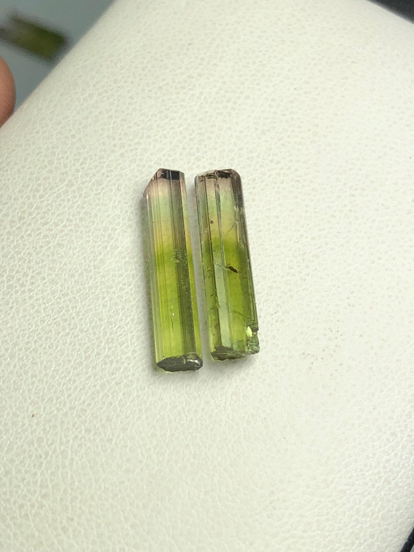 7.80 carats bi colour tourmaline crystal pair