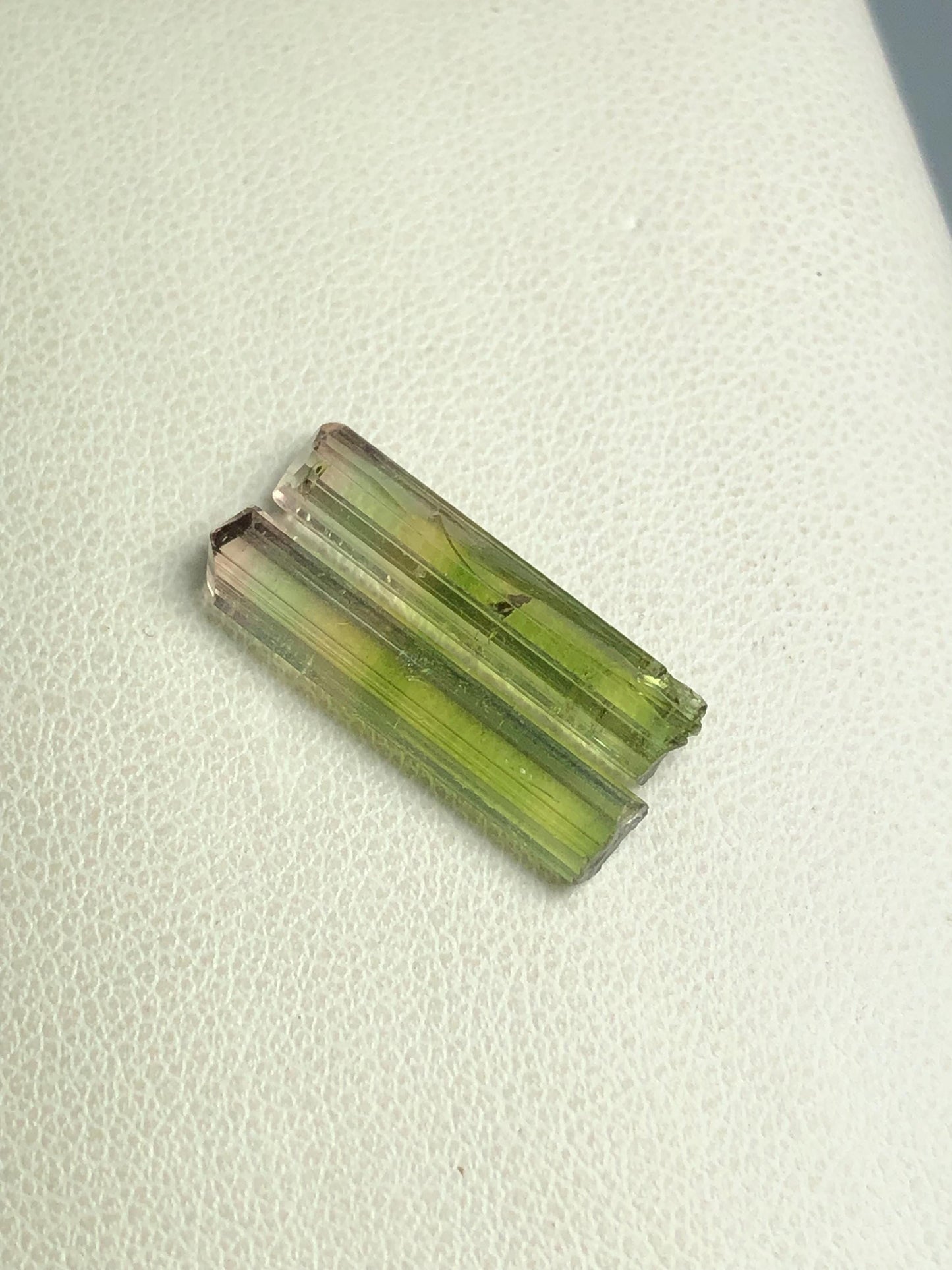 7.80 carats bi colour tourmaline crystal pair