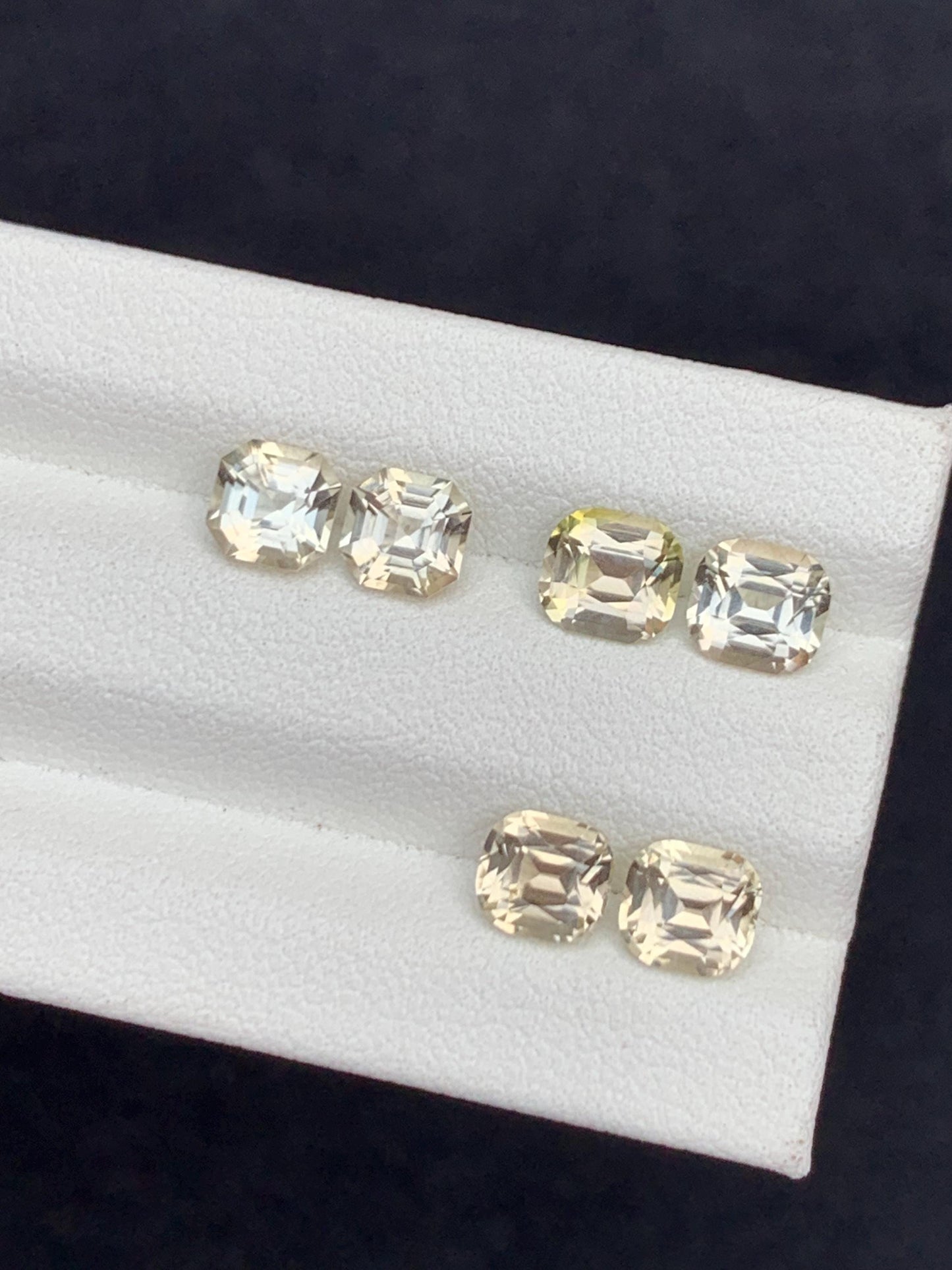 5 CTs yellow tourmaline pairs faceted natural