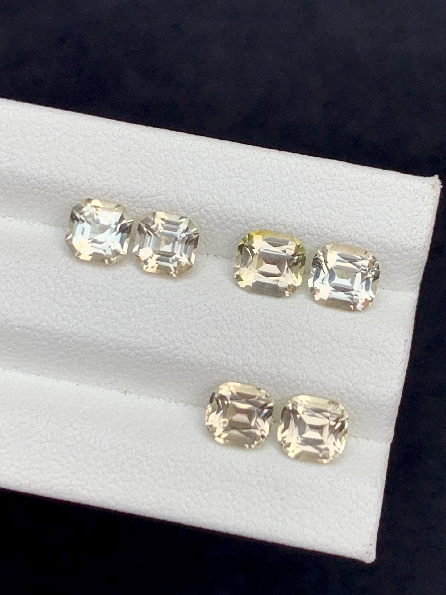 5 CTs yellow tourmaline pairs faceted natural