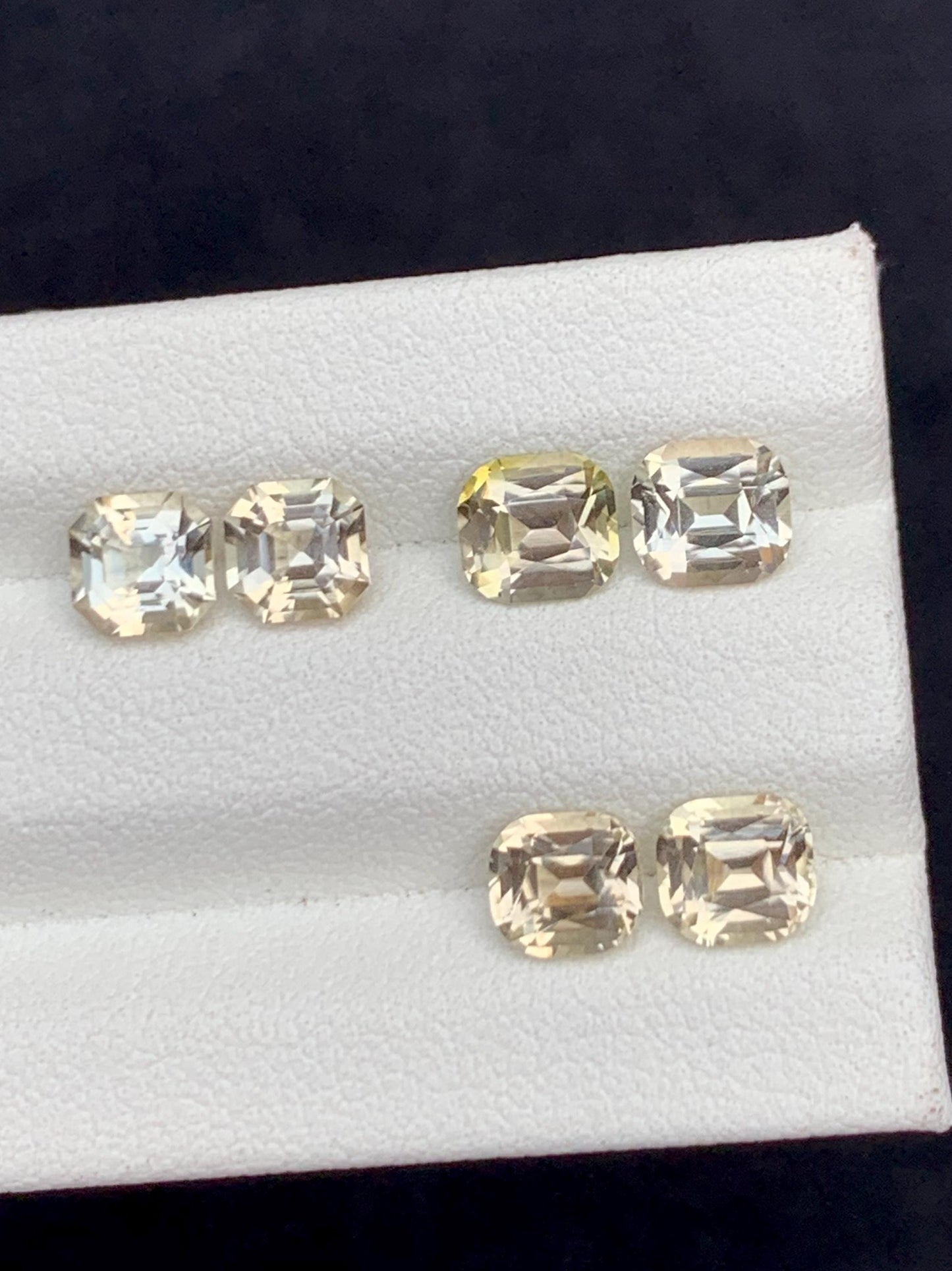 5 CTs yellow tourmaline pairs faceted natural