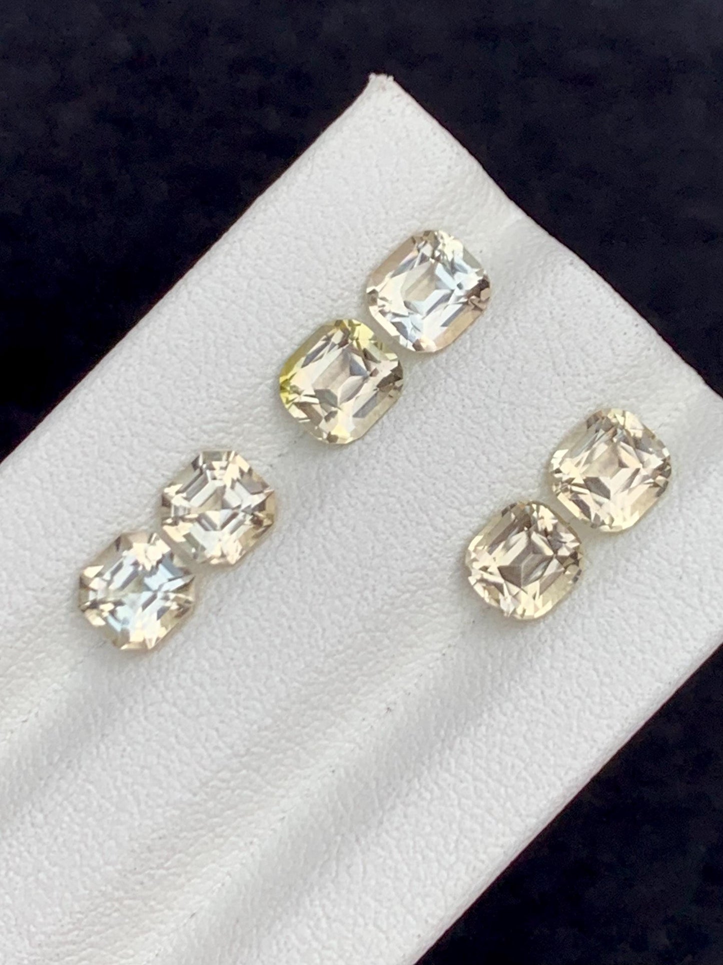 5 CTs yellow tourmaline pairs faceted natural