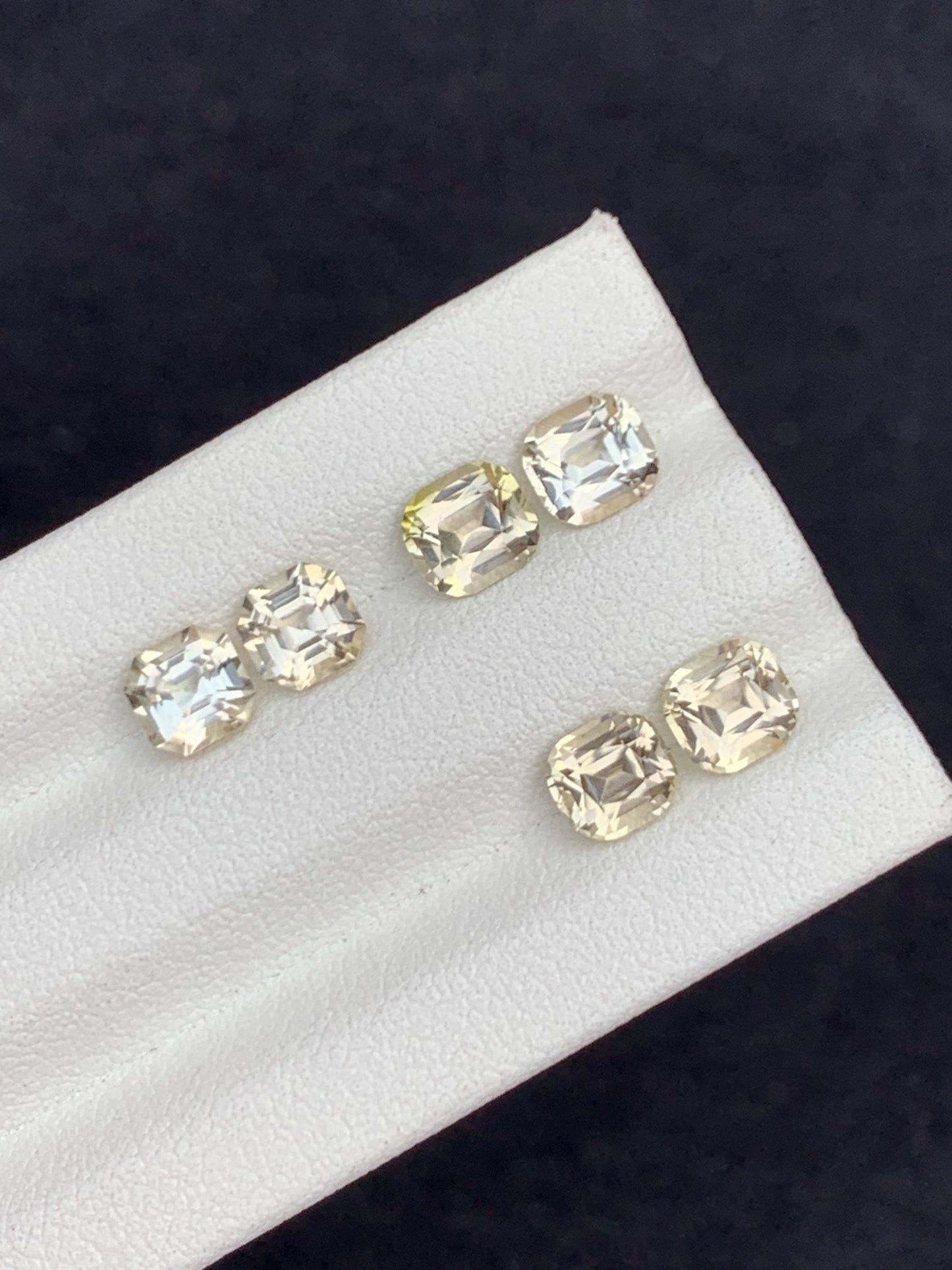 5 CTs yellow tourmaline pairs faceted natural