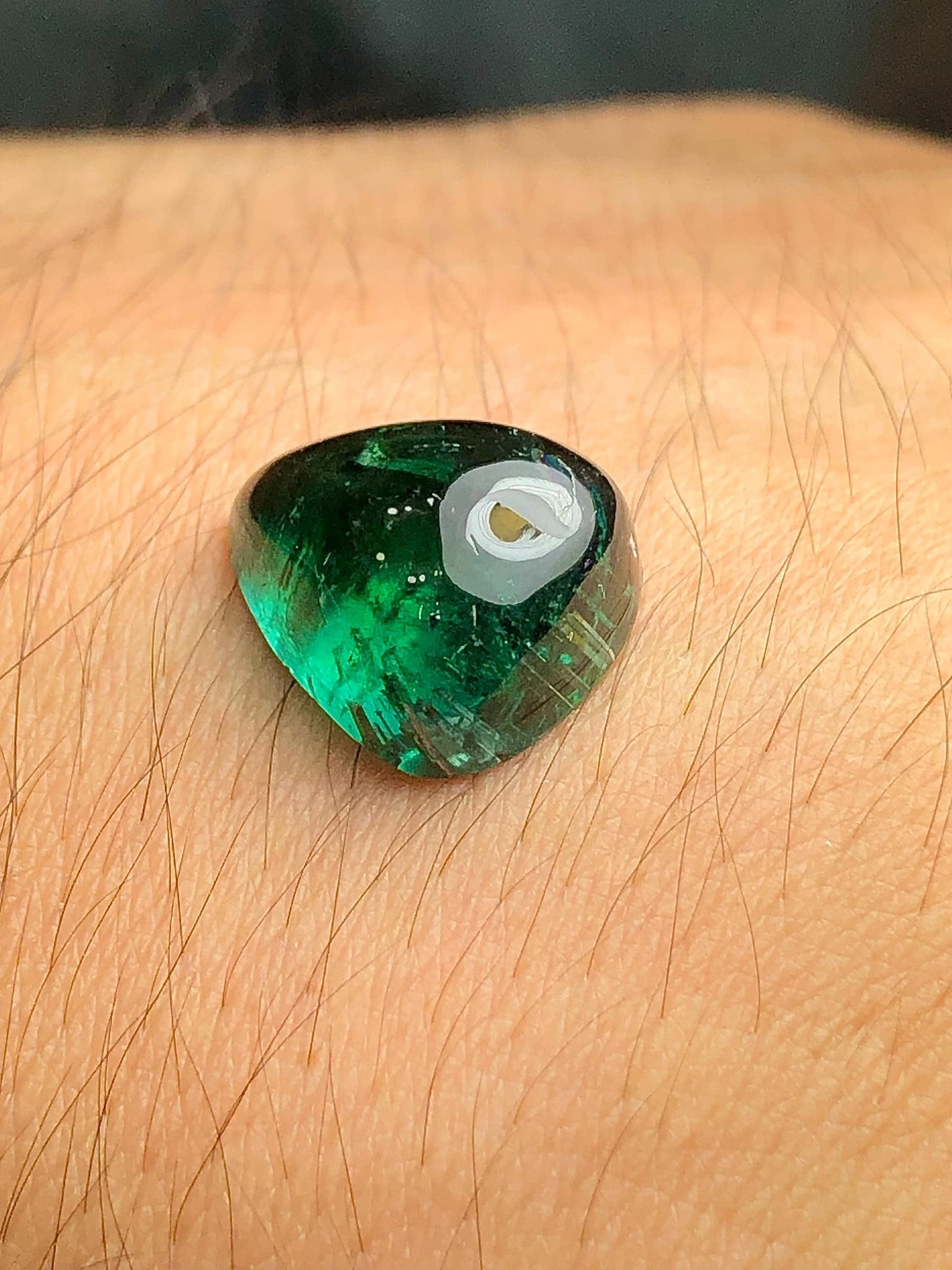 Dark Green Tourmaline Cabochon 8.70 ct - Natural Flat Back Gem for Jewelry