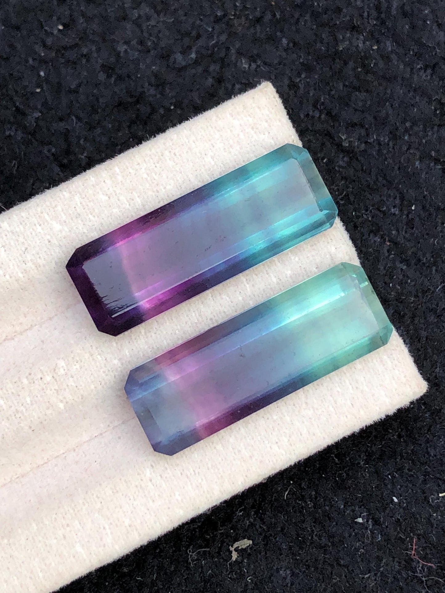 Tri Colour Fluorite Cabochon Pair 23.55 ct - Chakra Balancing Crystals
