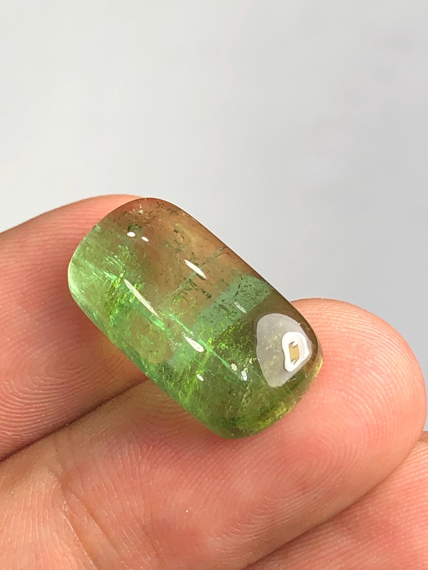 Green Tourmaline Cabochon 12.60 ct - Flat Back Gem for Custom Jewelry