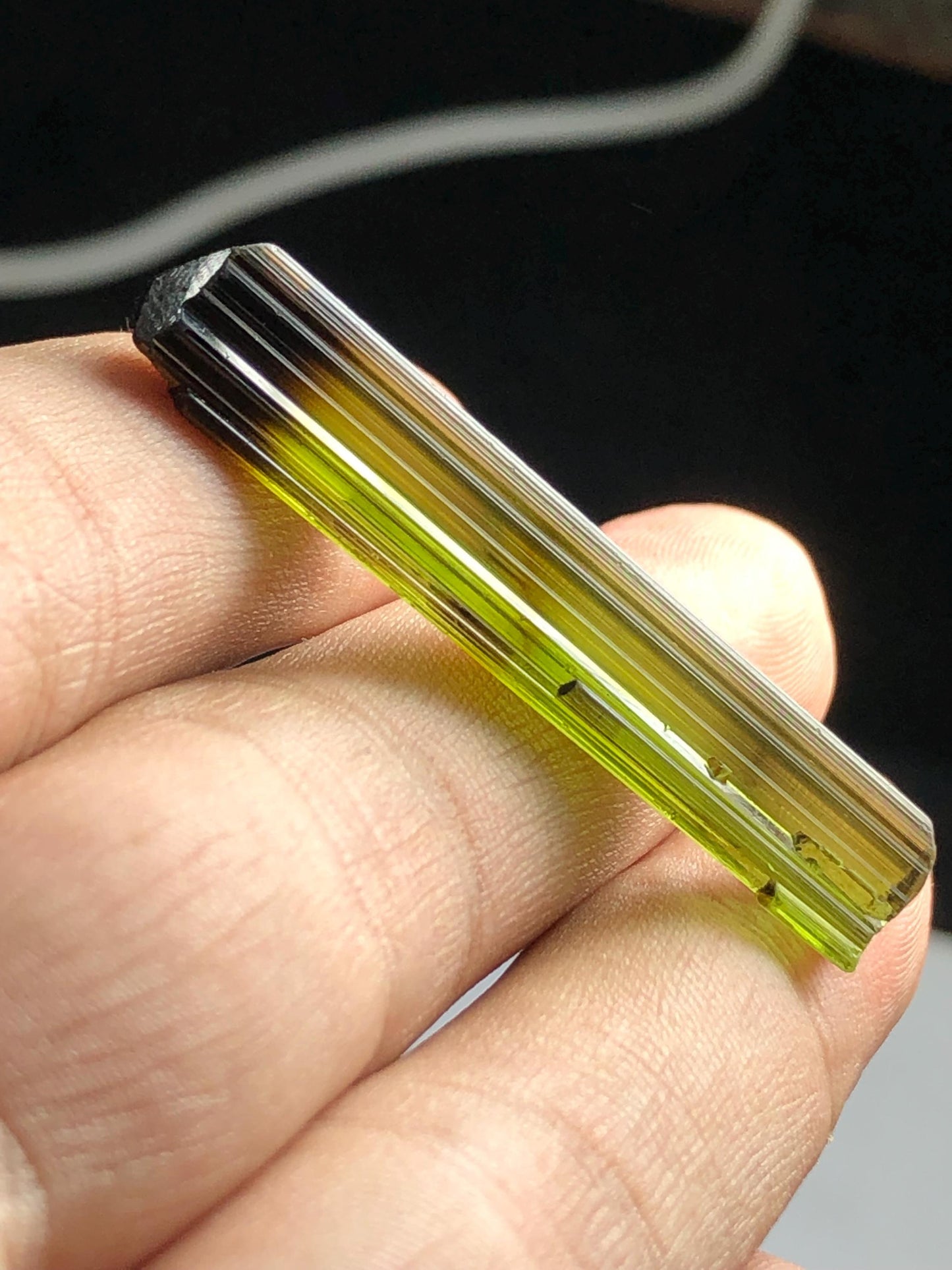 Olive Bi Colour Tourmaline Crystal 24 ct – Natural Display Mineral