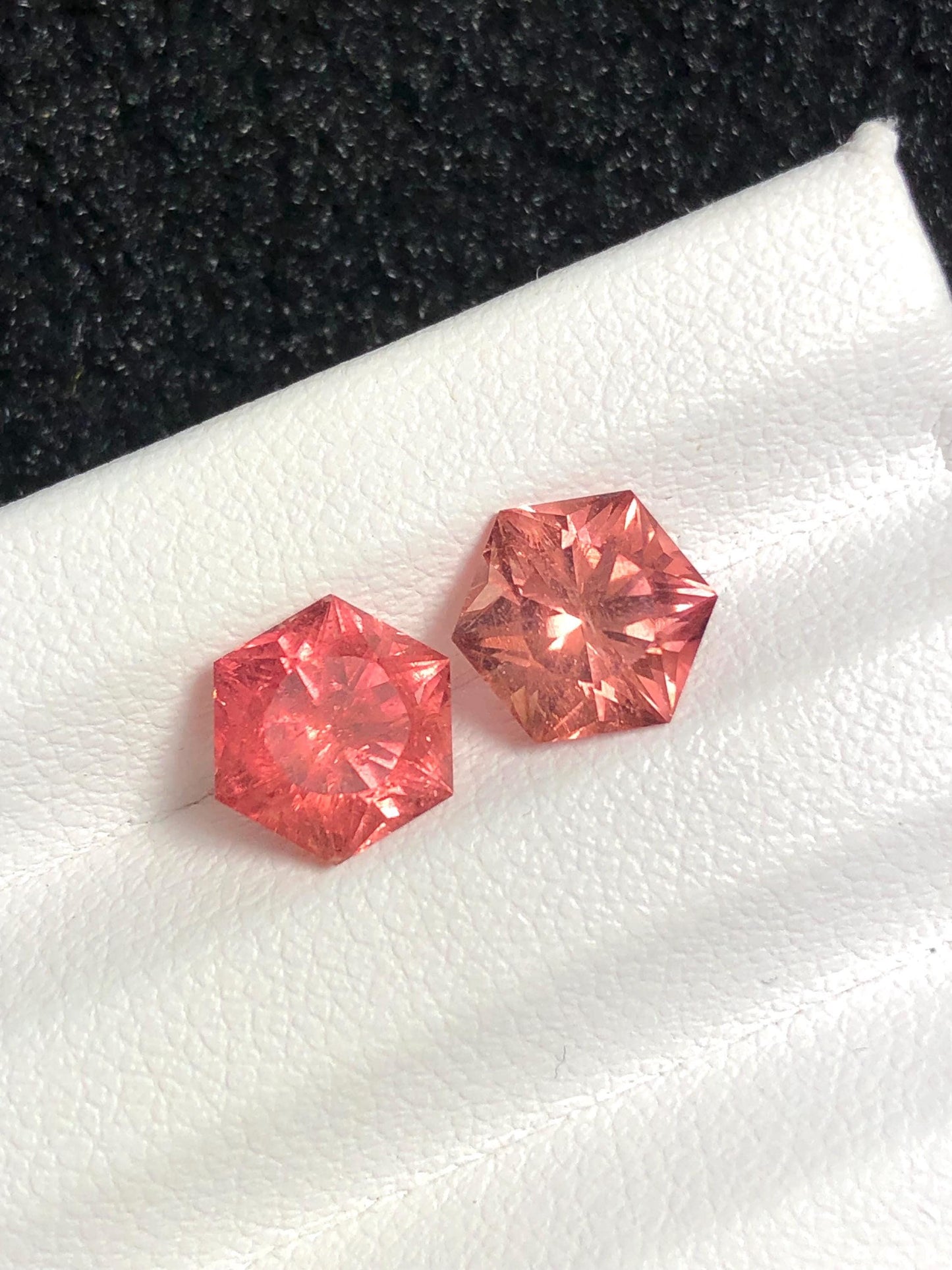 Hexagon Peach Tourmaline Pair Faceted 3.25 ct - Natural Gemstone for Earrings