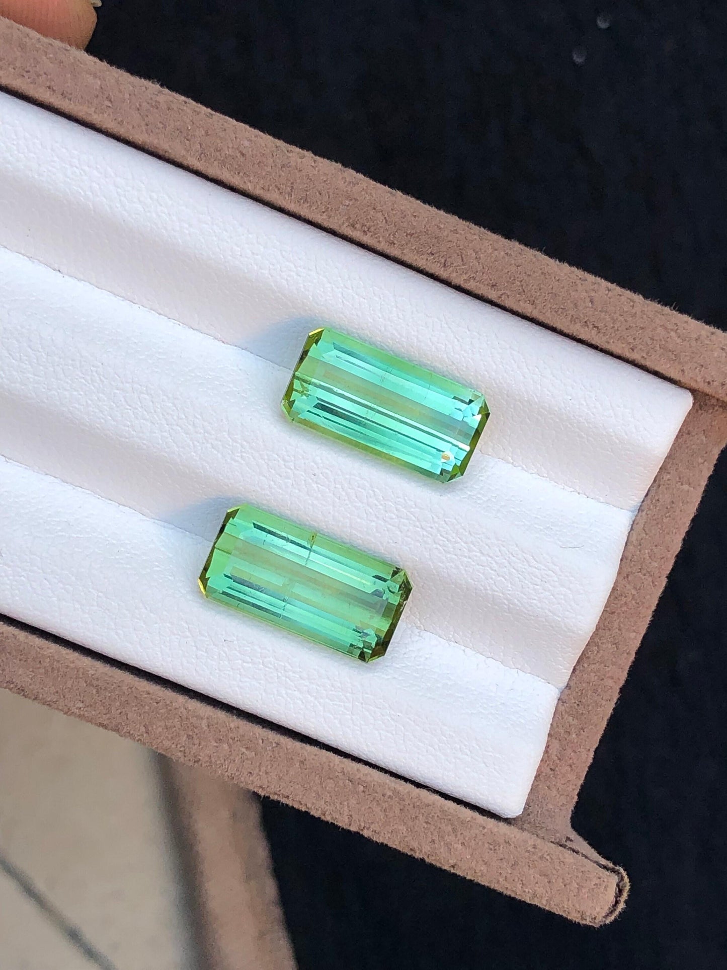 Green Tourmaline Pair Faceted 9.55 ct - Stones for Earrings