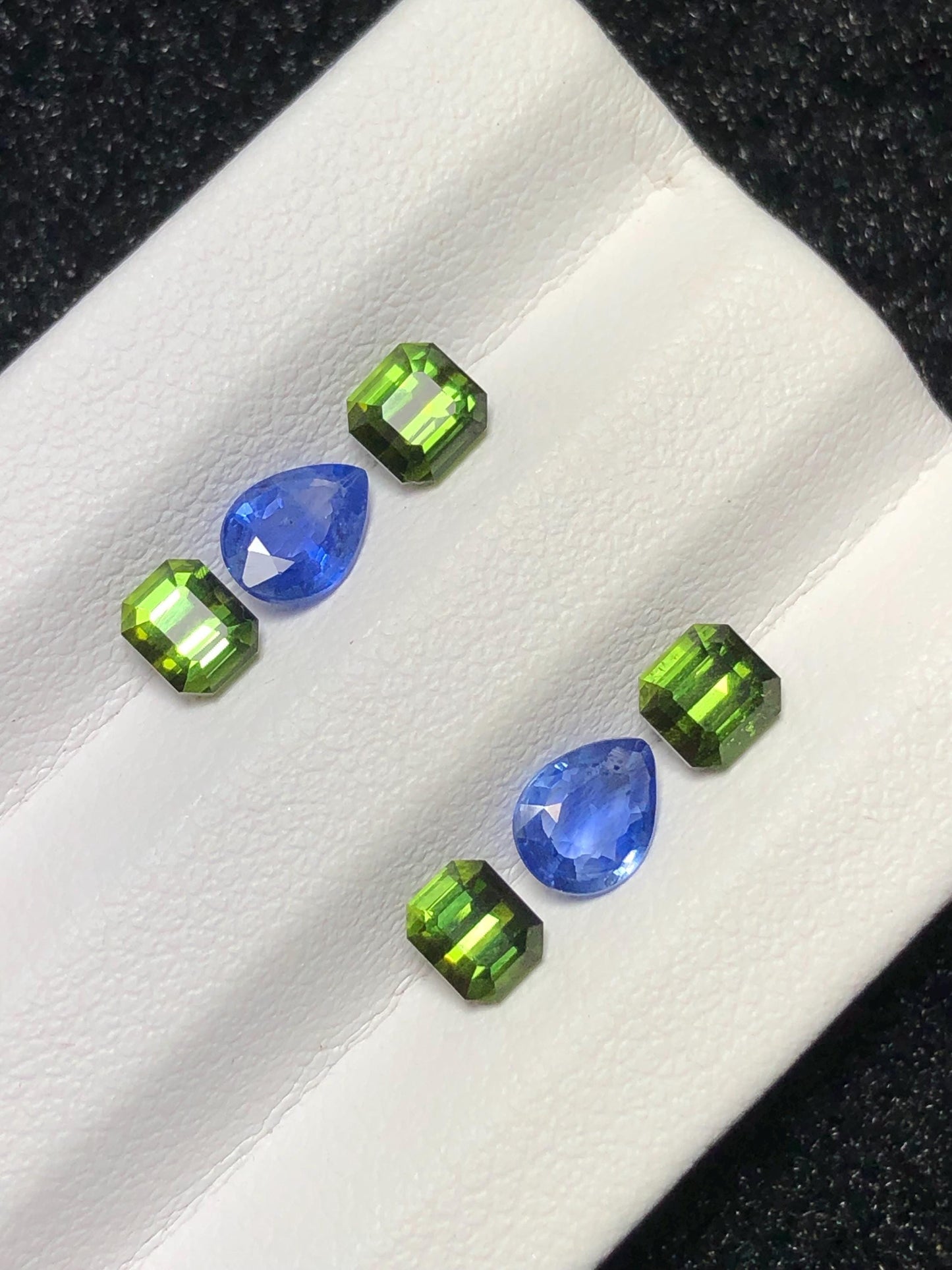 Sapphire & Green Tourmaline Faceted Pair 2.40 ct - Gemstone Pair for Earrings