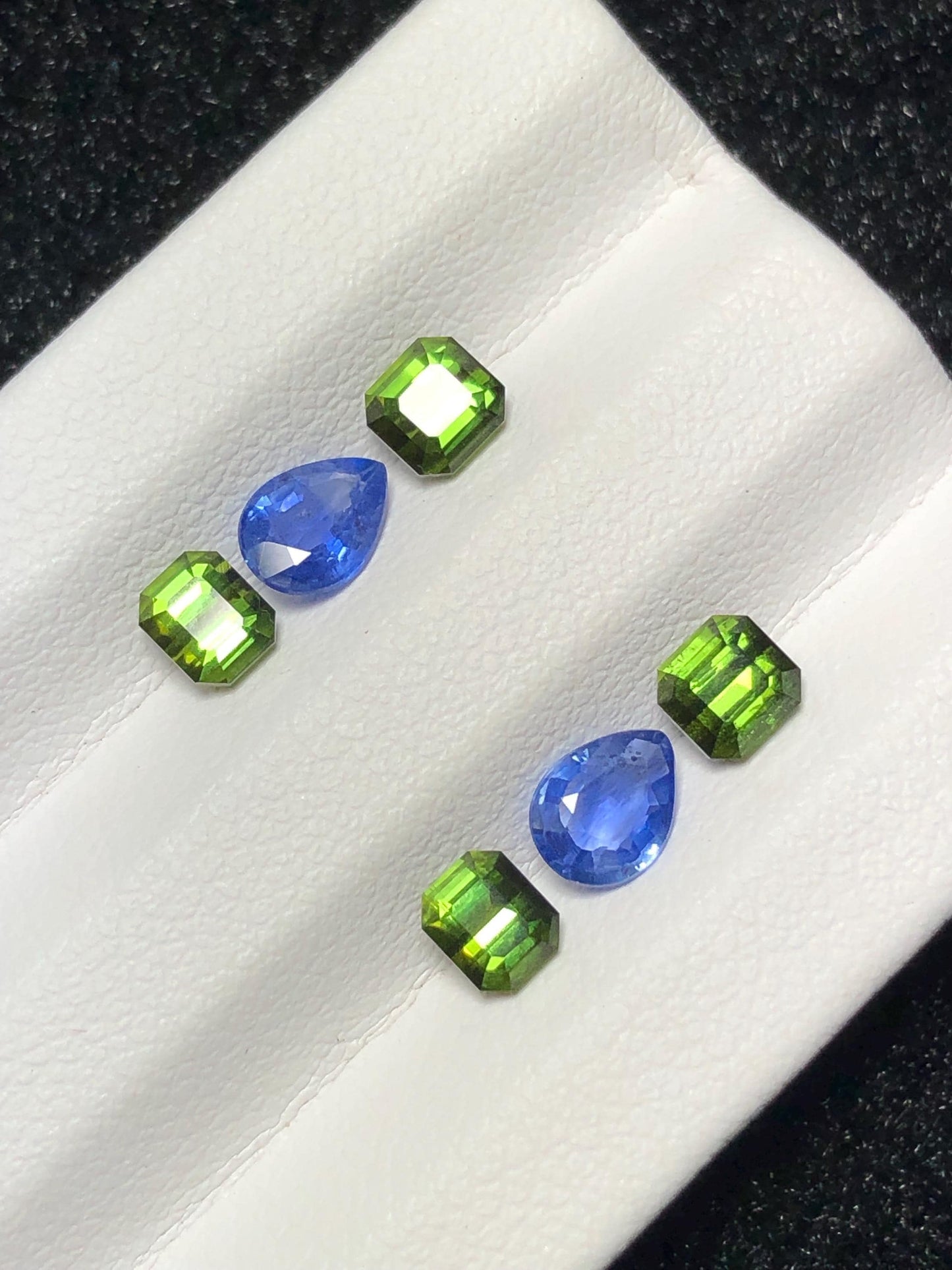 Sapphire & Green Tourmaline Faceted Pair 2.40 ct - Gemstone Pair for Earrings