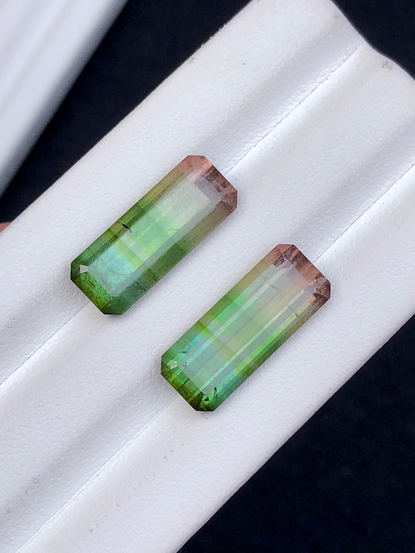 Tri colour Tourmaline Faceted Pair 12.90 ct - Earrings Jewelry Stones