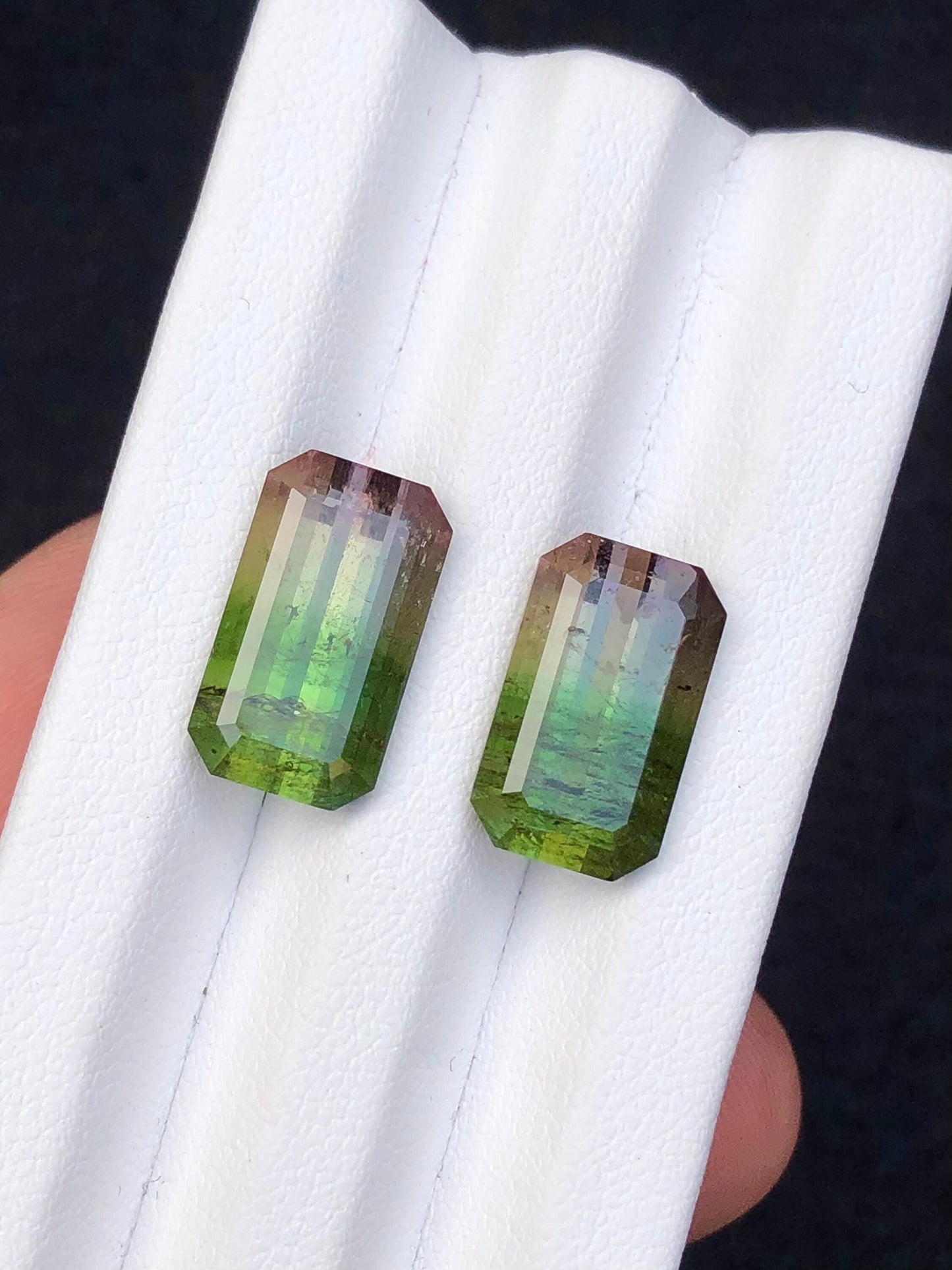 Bi colour Tourmaline Faceted Pair 14.60 ct - Matching Earrings Stones