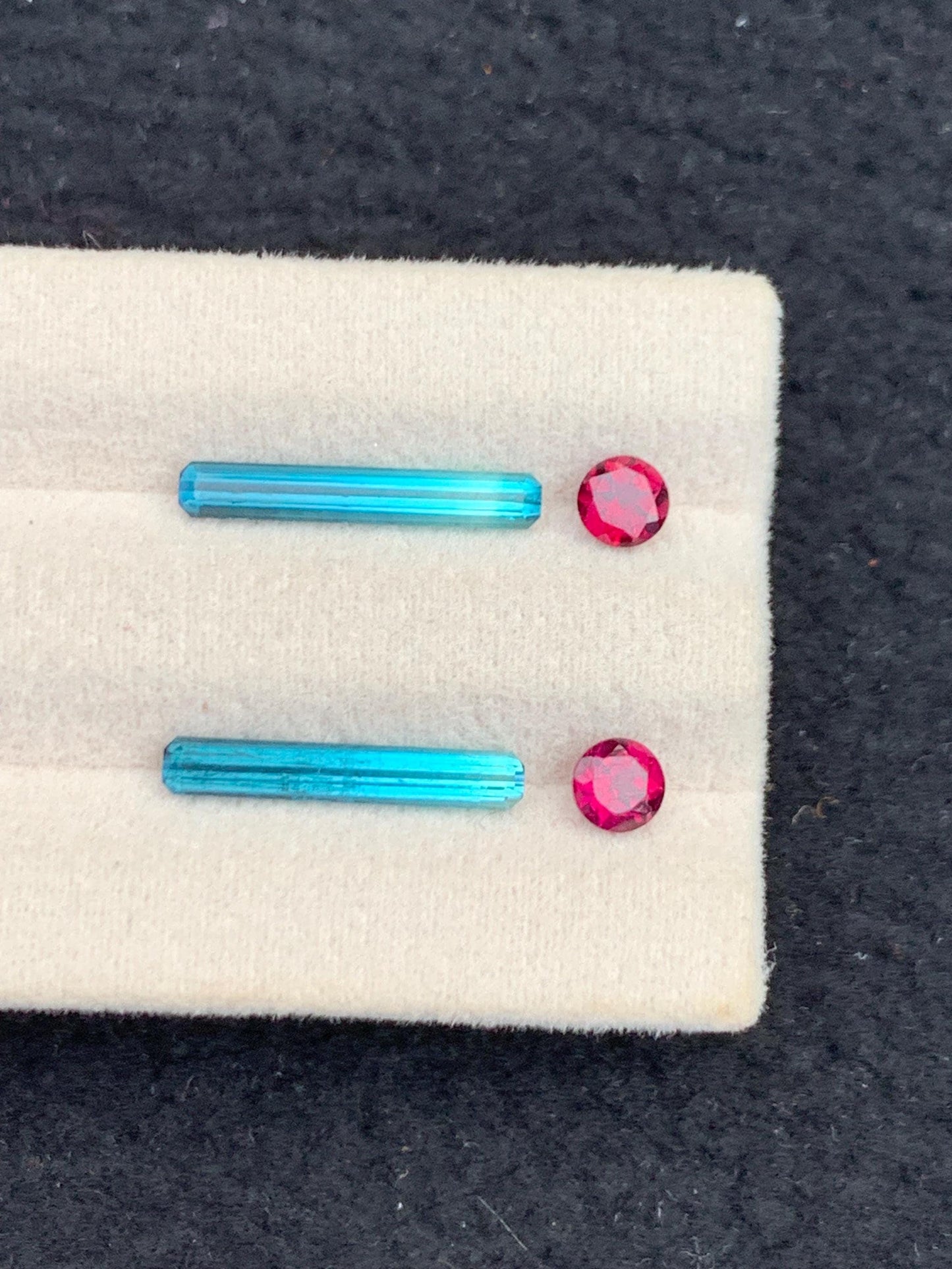 Blue Green Tourmaline Garnet Pair 2.35 ct - Earrings Matching Stones