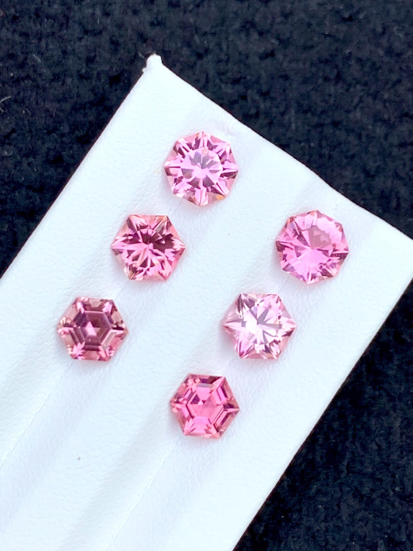 Pink Tourmaline Faceted Pair 6.20 ct - Hexagon Cut Stones