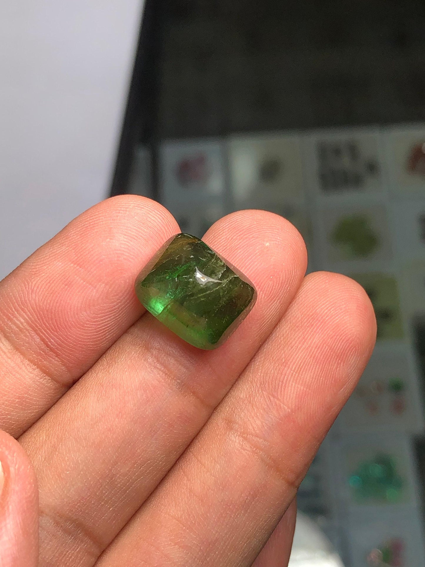 Green Tourmaline Cabochon 12 ct - Sugarloaf Engagement Cabochon