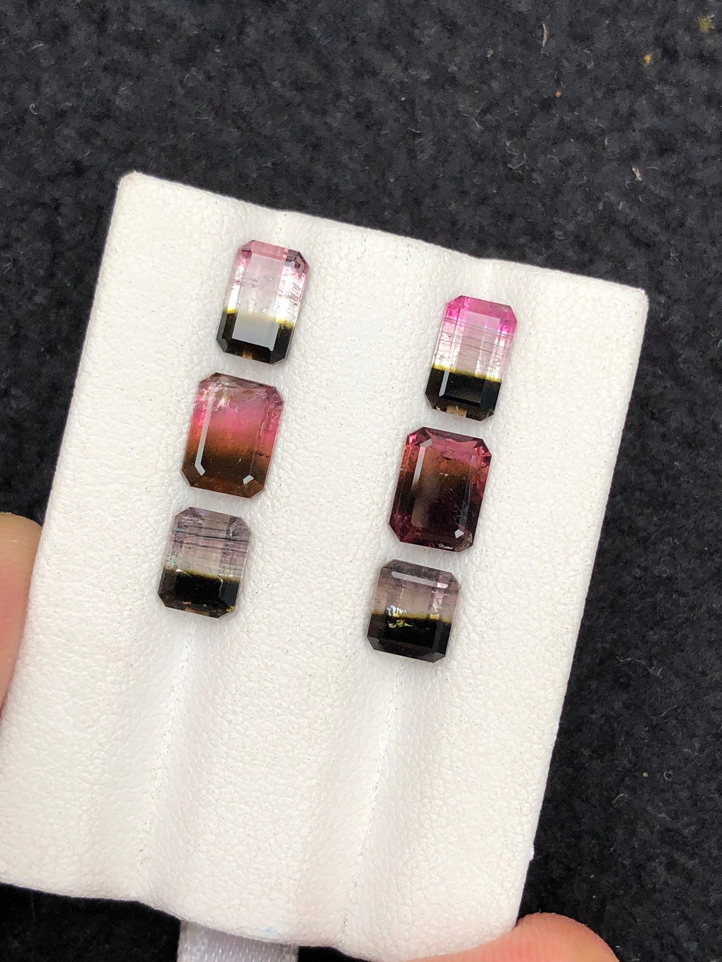Bi Colour Tourmaline Faceted Pair 5.85 ct - Calibrated Ring Stones