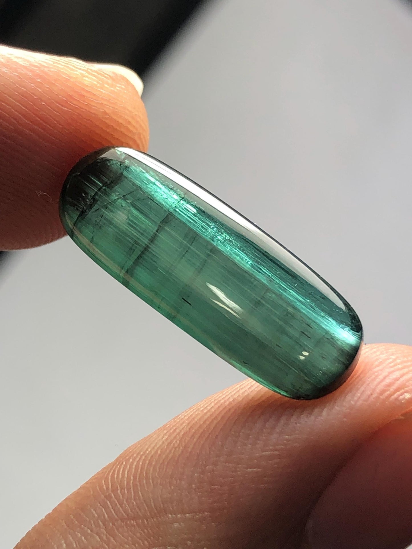 Blue Green Cat’s Eye Tourmaline Cabochon 8.55 ct - Healing Stone for Energy Balance