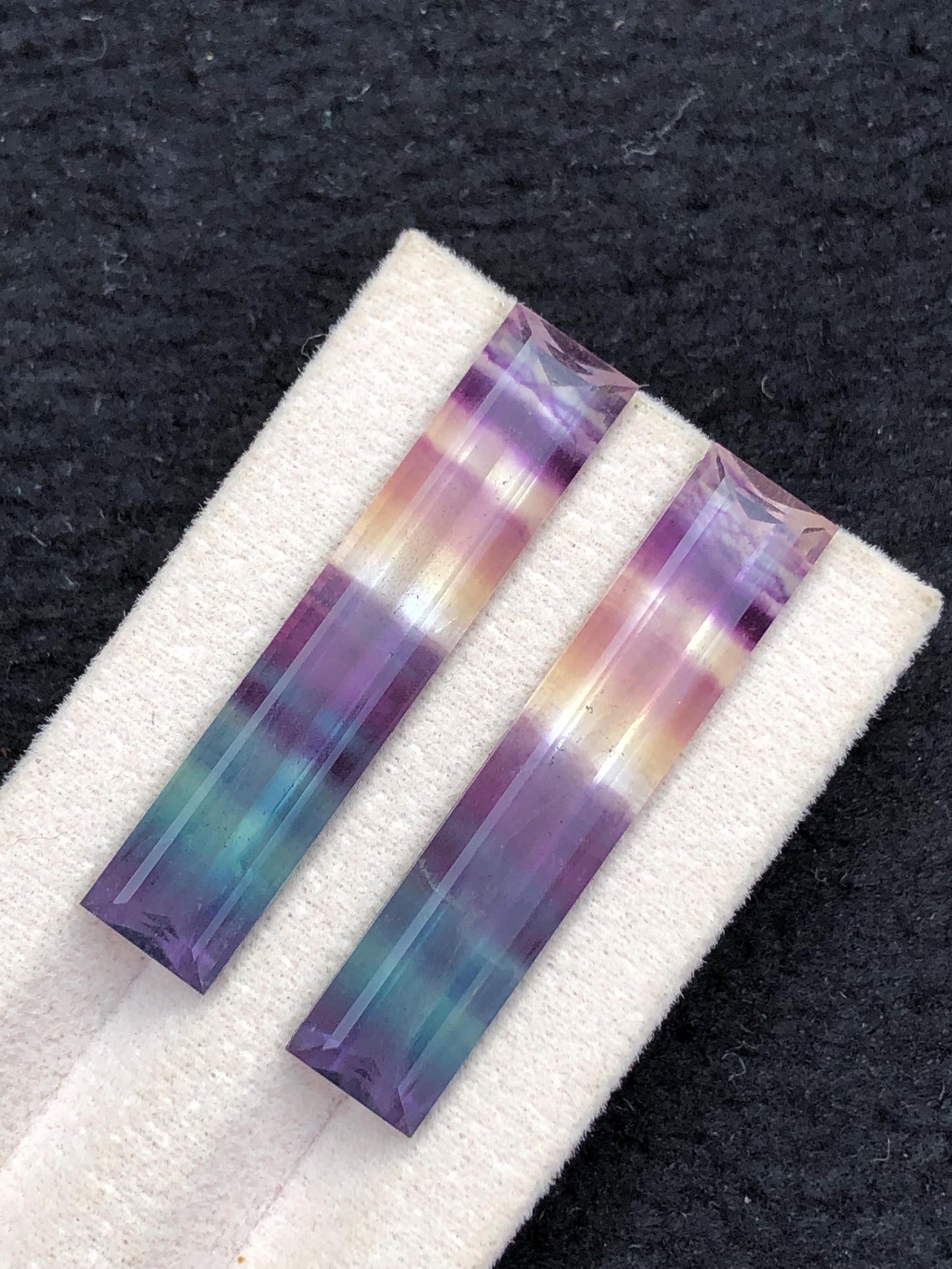 Rainbow Fluorite Cabochon Pair 35.60 ct - Meditation Crystals of Calm Focus