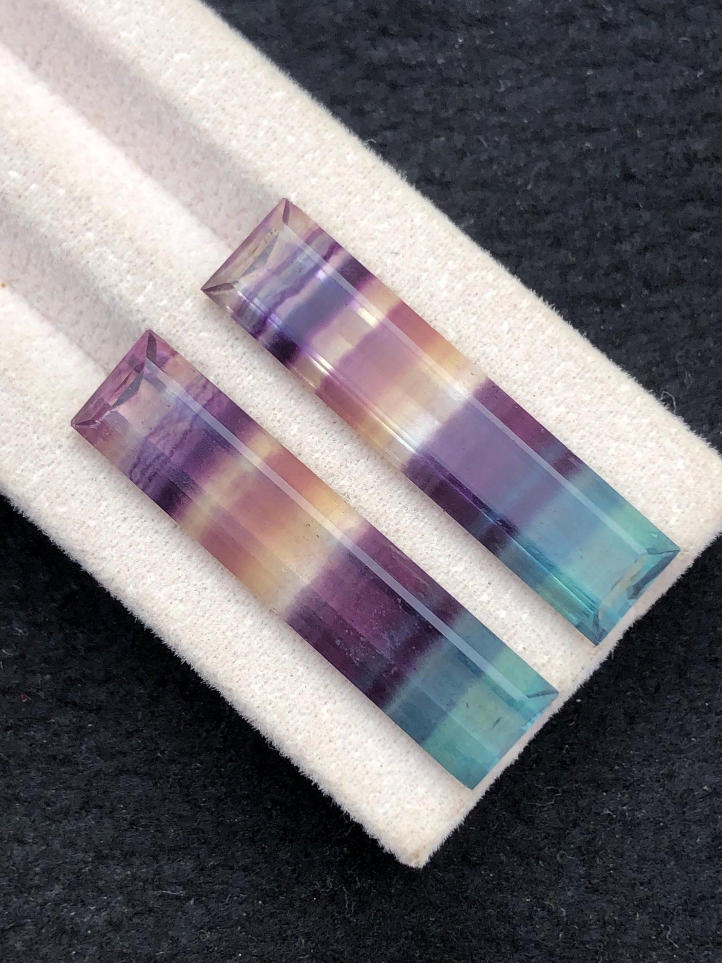 Rainbow Fluorite Cabochon Pair 35.50 ct - Calming Crystals for Energy Work
