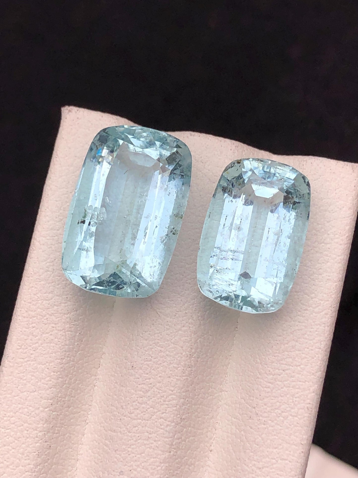 23 CTs Natural Blue Aquamarine: Faceted Cushion Cut Gemstones