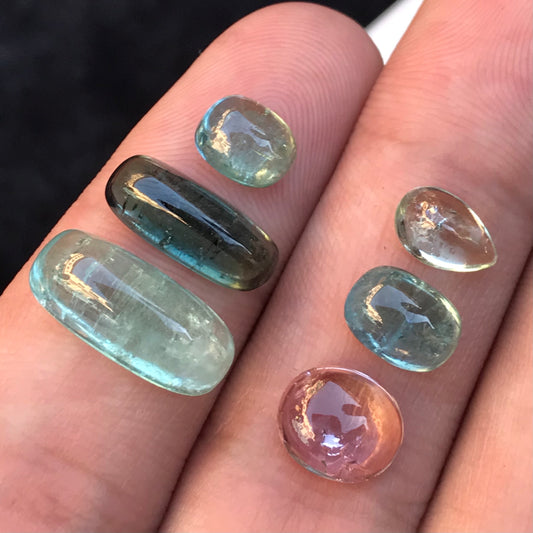 19 Carats Natural Afghani Tourmaline Gemstone Cabochons For Jewellery