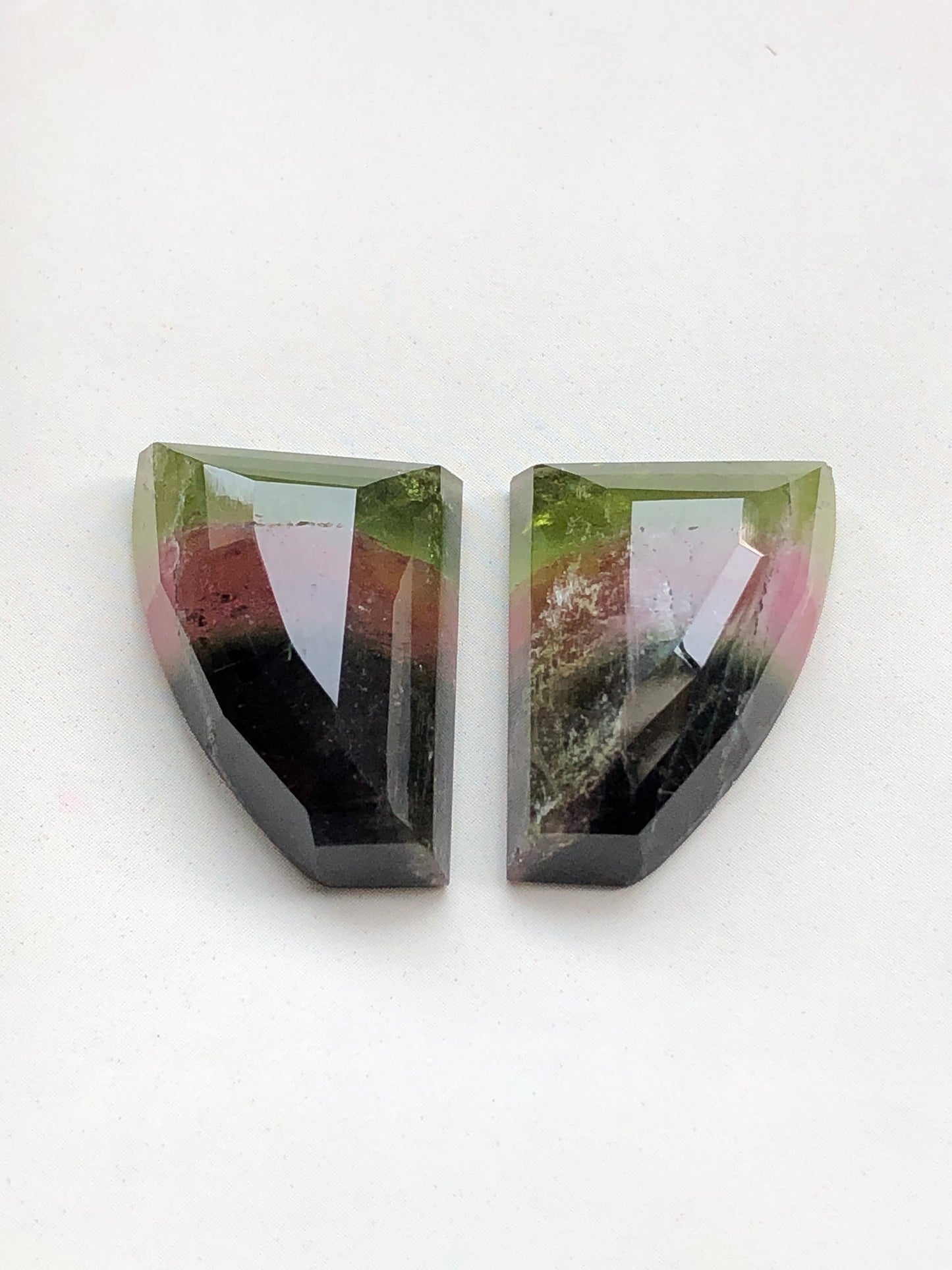 44 carats natural tri colour tourmaline pairs available for sale