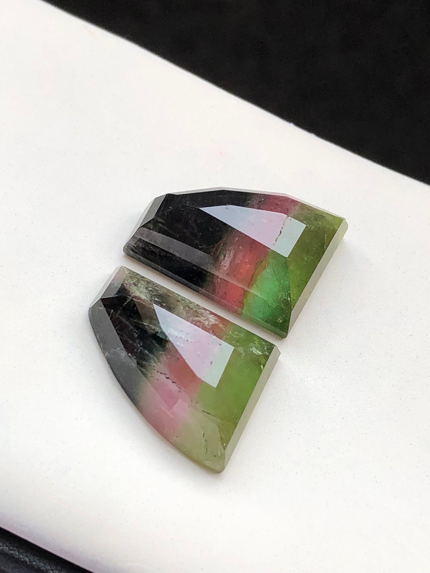 44 carats natural tri colour tourmaline pairs available for sale