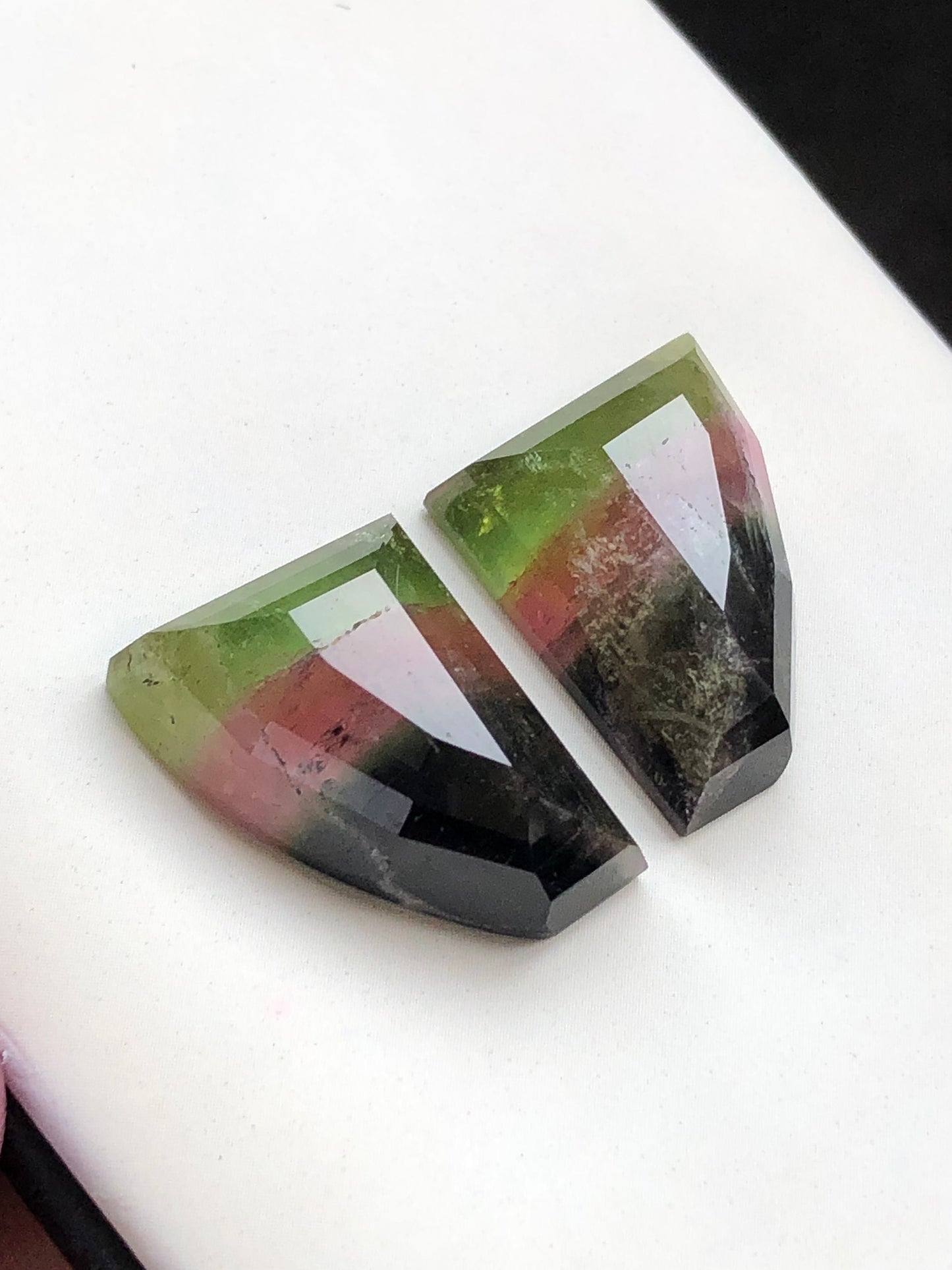 44 carats natural tri colour tourmaline pairs available for sale