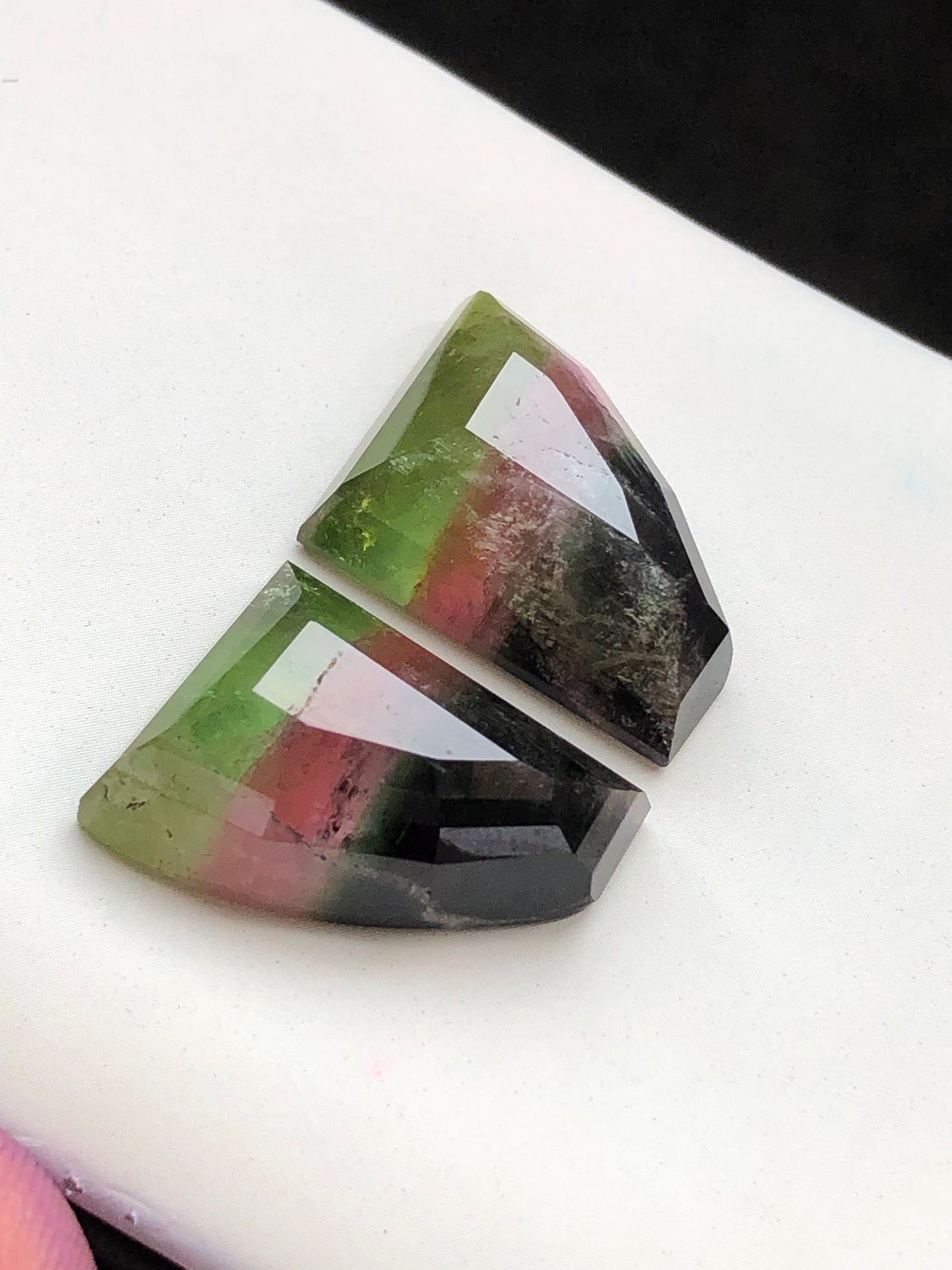 44 carats natural tri colour tourmaline pairs available for sale