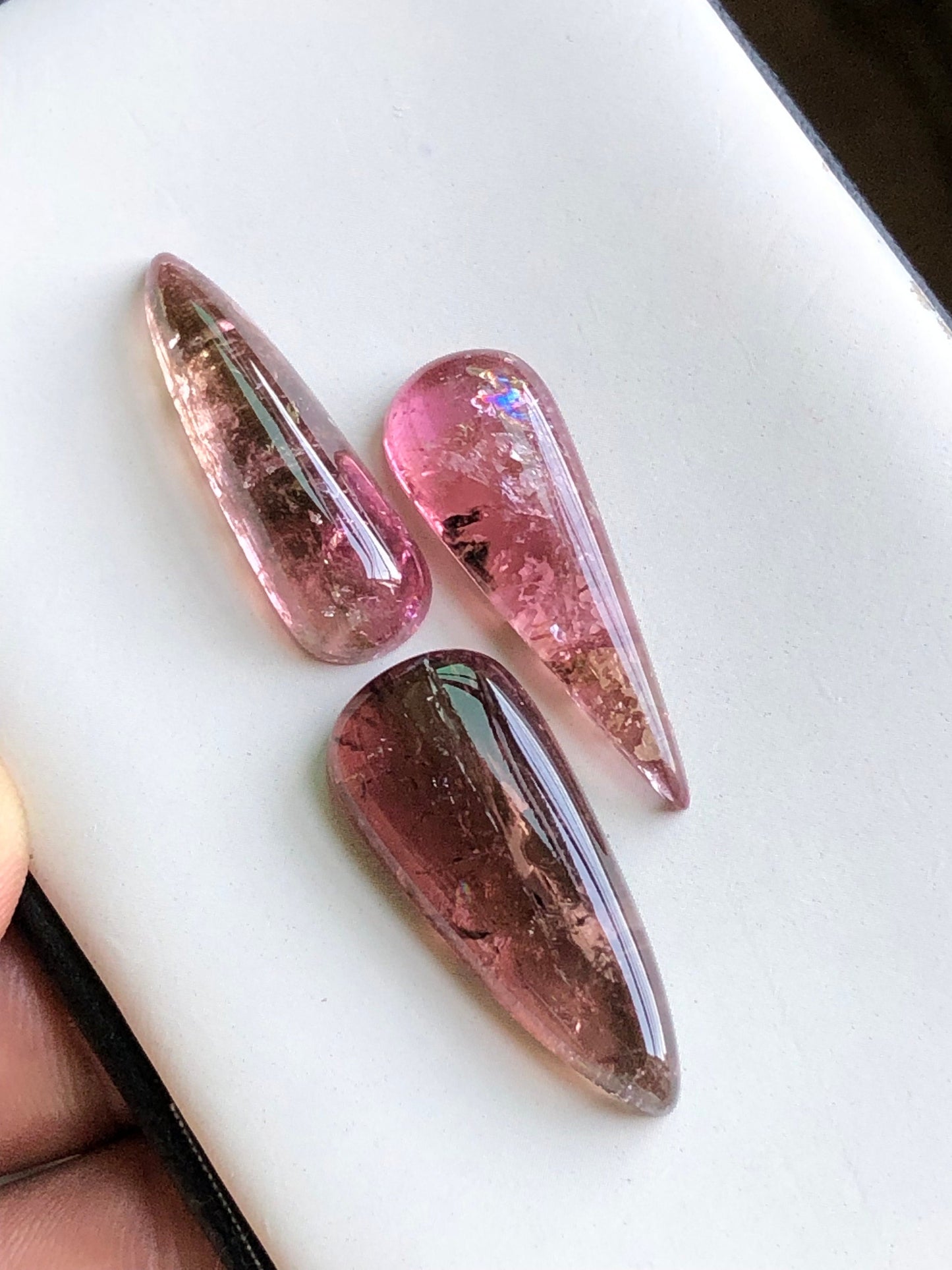 Pink tourmaline cabochons 28 carats origin Afghanistan