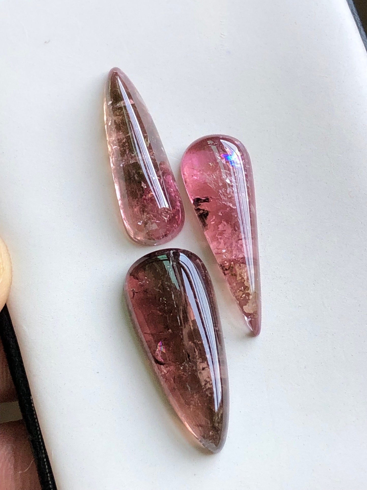 Pink tourmaline cabochons 28 carats origin Afghanistan