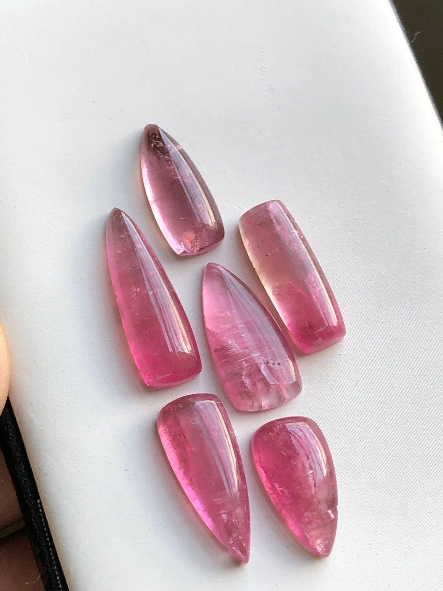 Pink tourmaline cabochons 35.90carats flat back