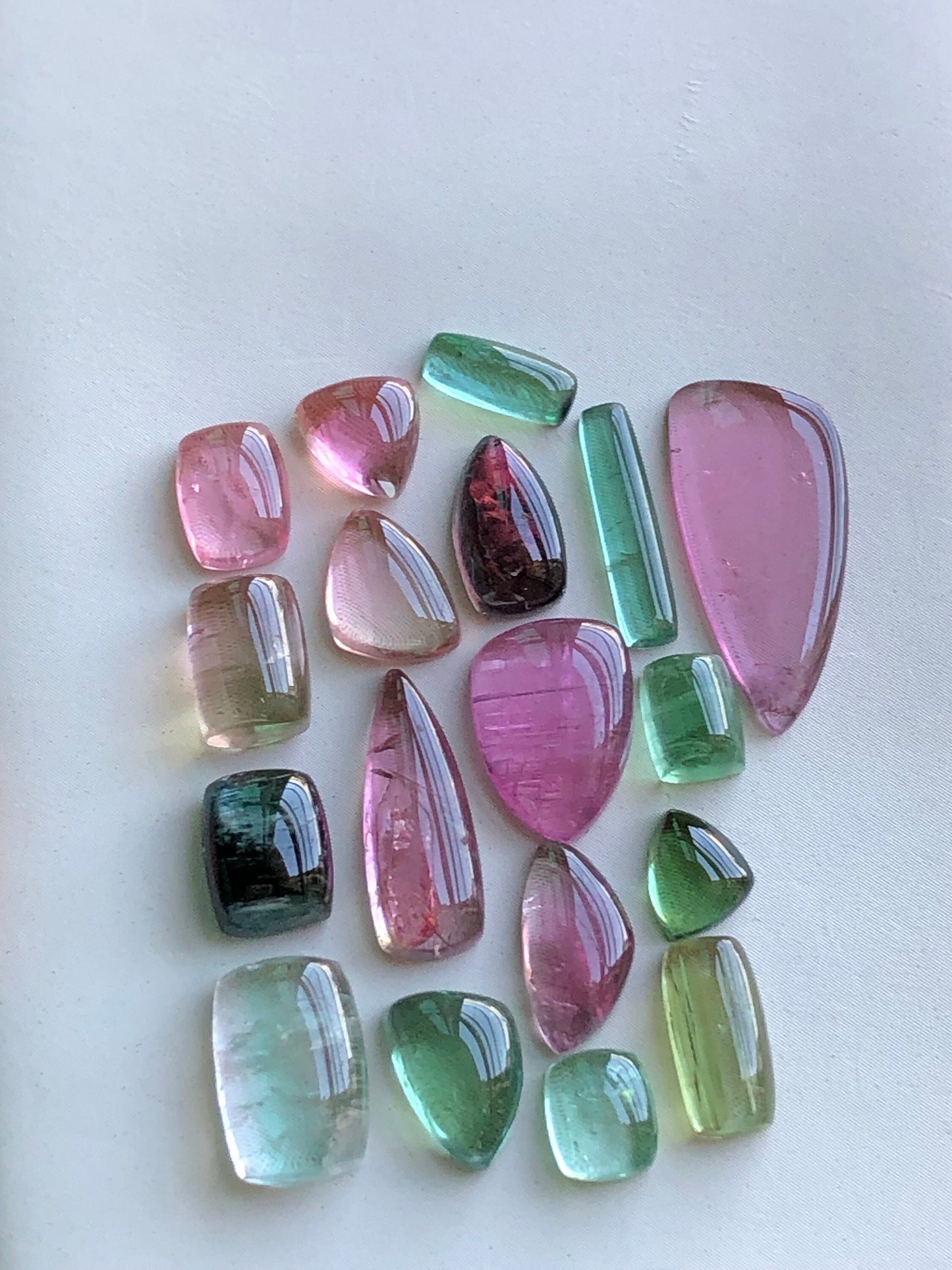 Multi colours tourmaline cabochons lot 30.85 carats