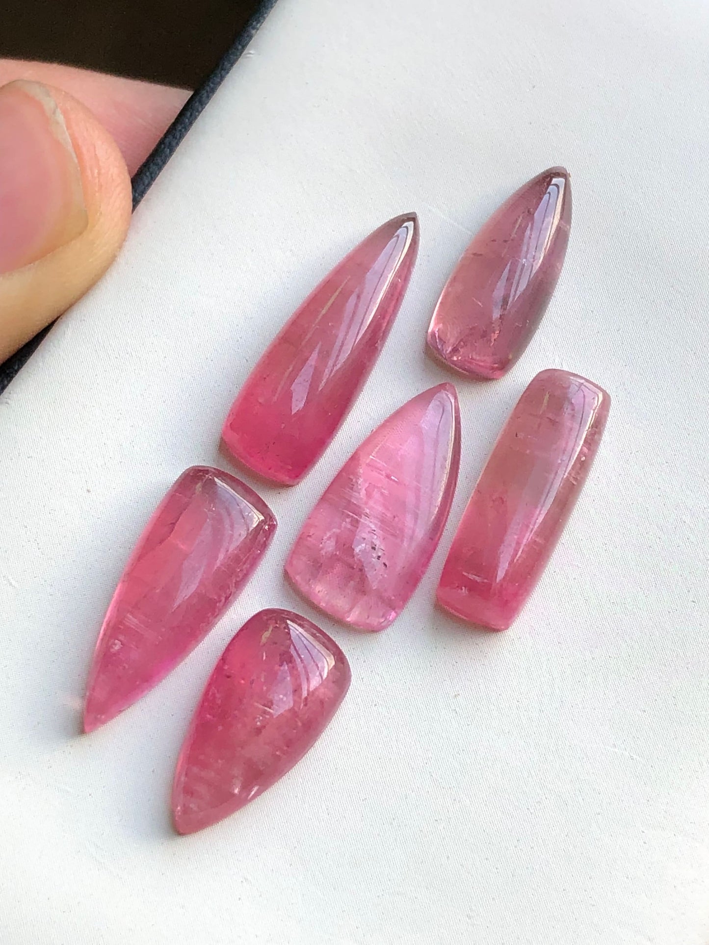 Pink tourmaline cabochons 35.90carats flat back