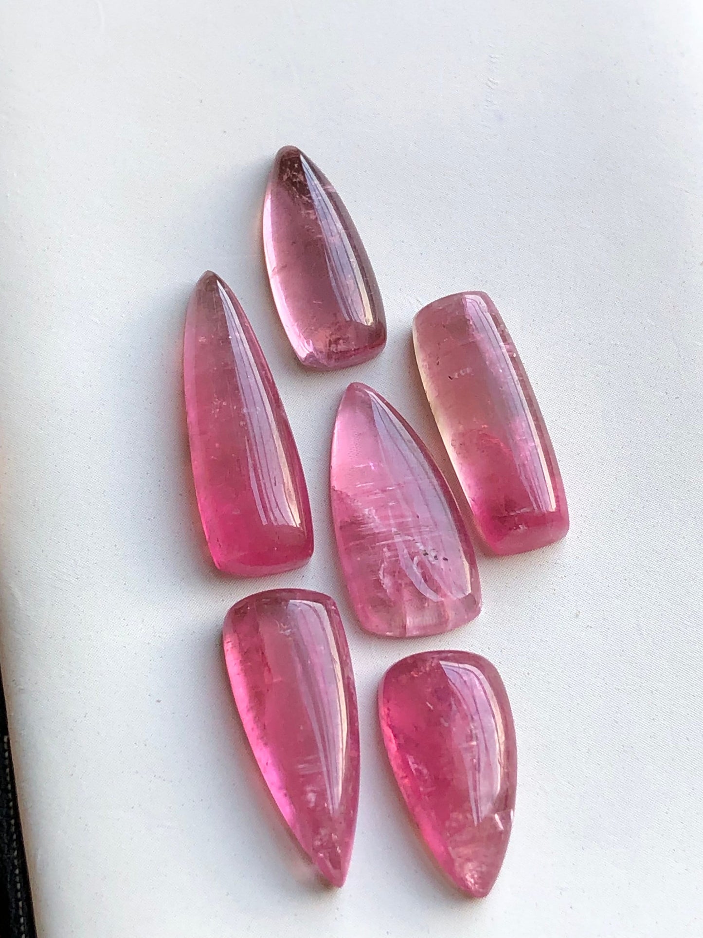 Pink tourmaline cabochons 35.90carats flat back
