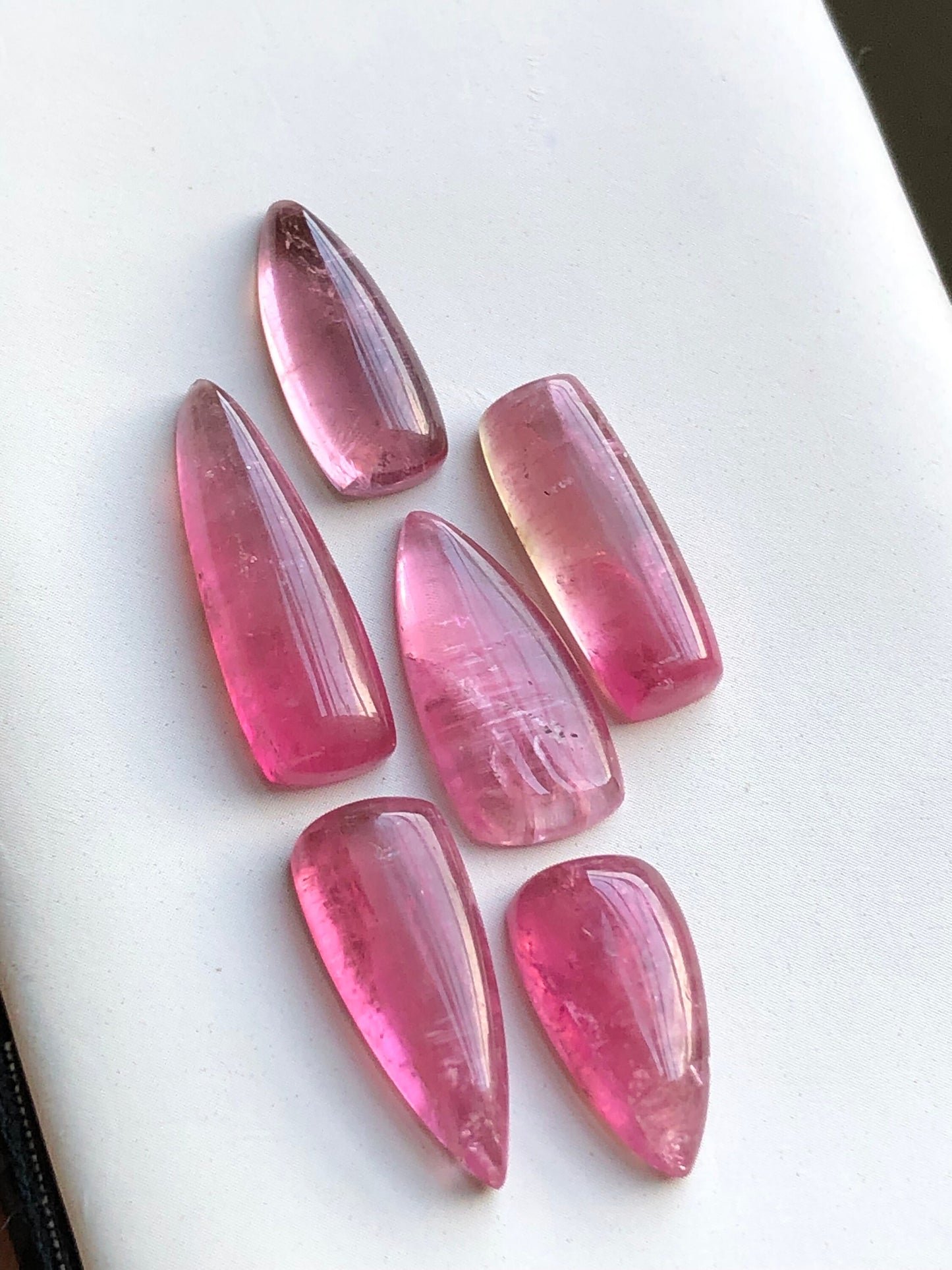 Pink tourmaline cabochons 35.90carats flat back