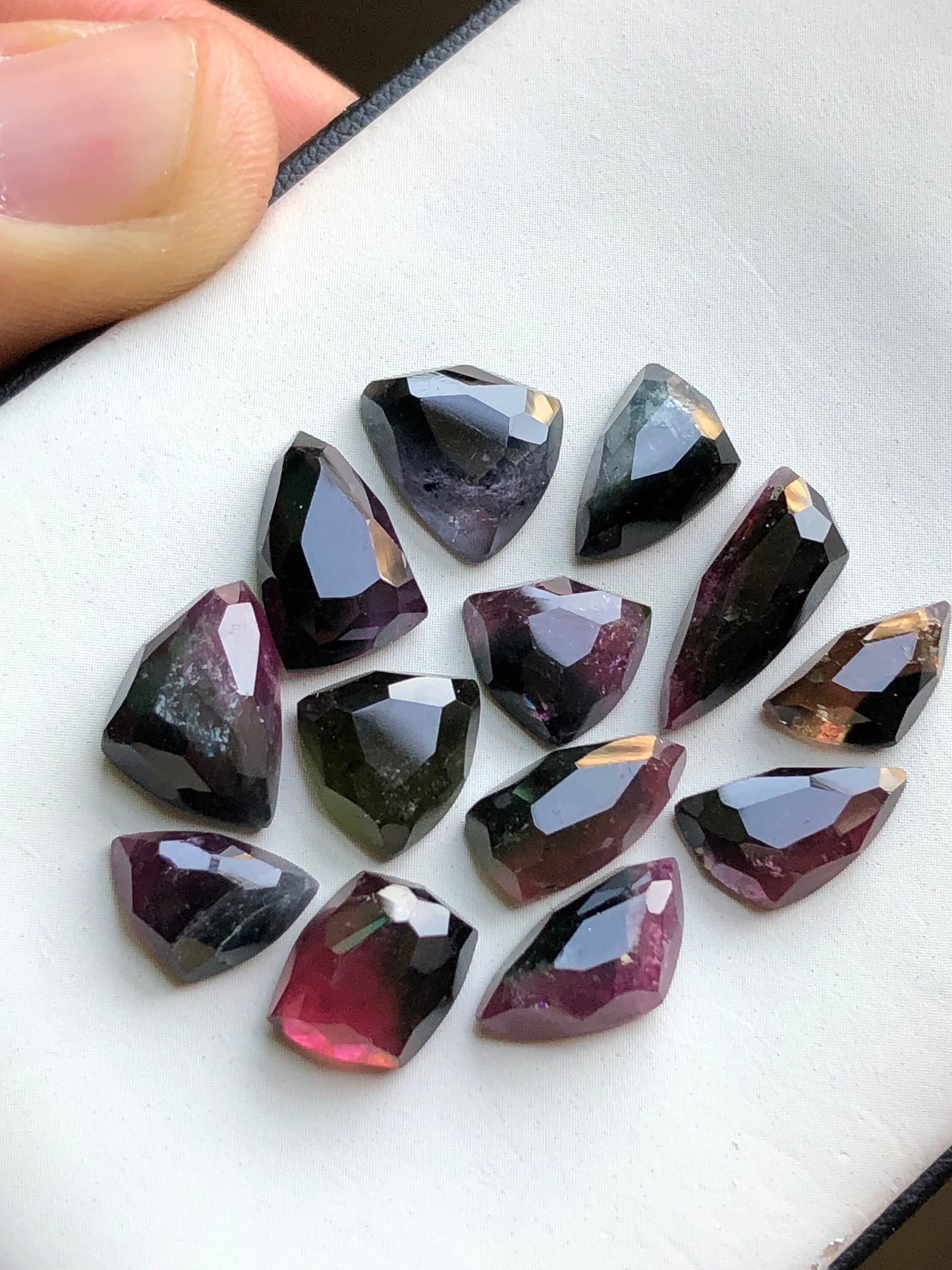 38.55 carats bi colour tourmaline rosecuts flat back natural origin Afghanistan