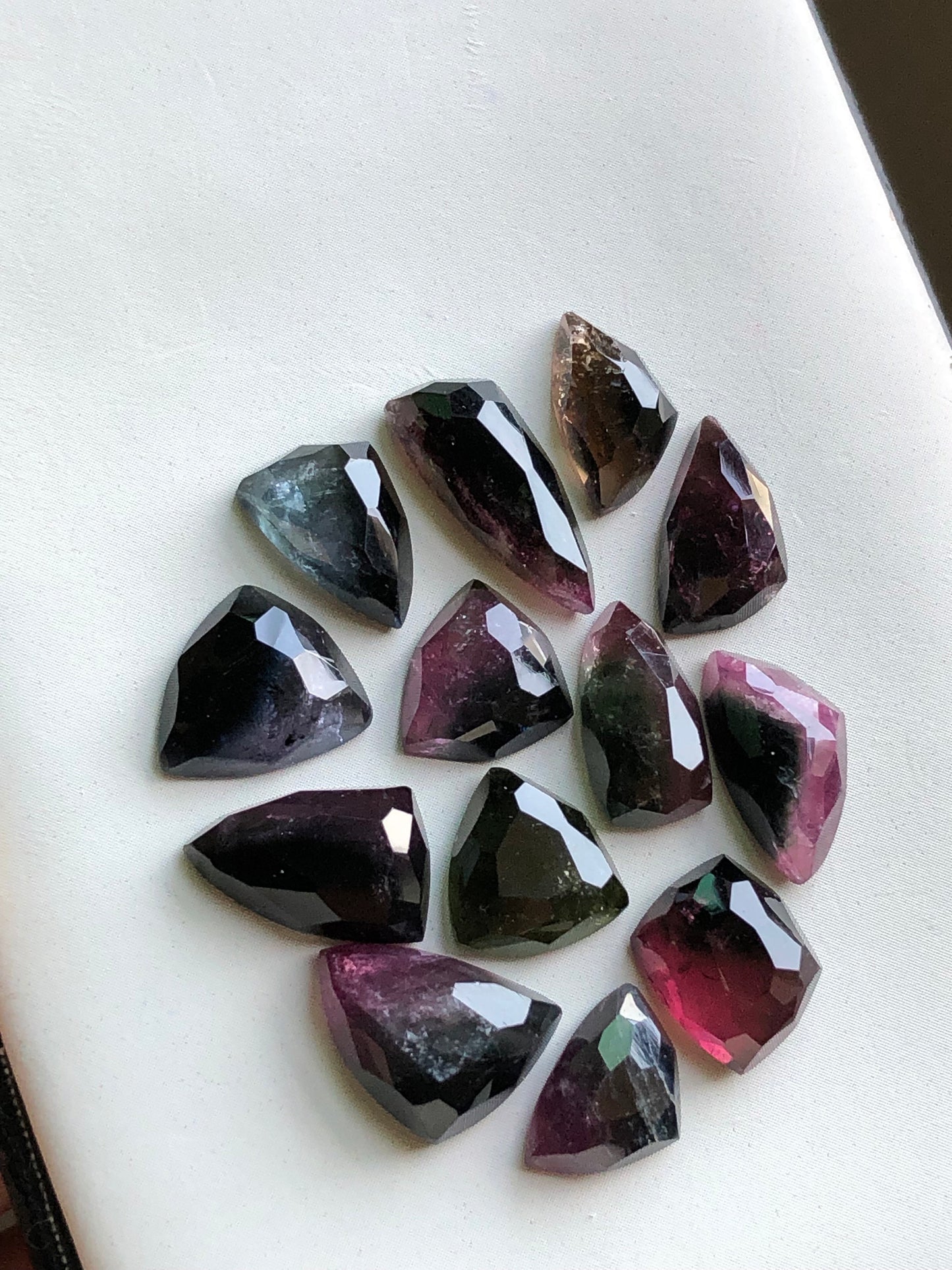 38.55 carats bi colour tourmaline rosecuts flat back natural origin Afghanistan