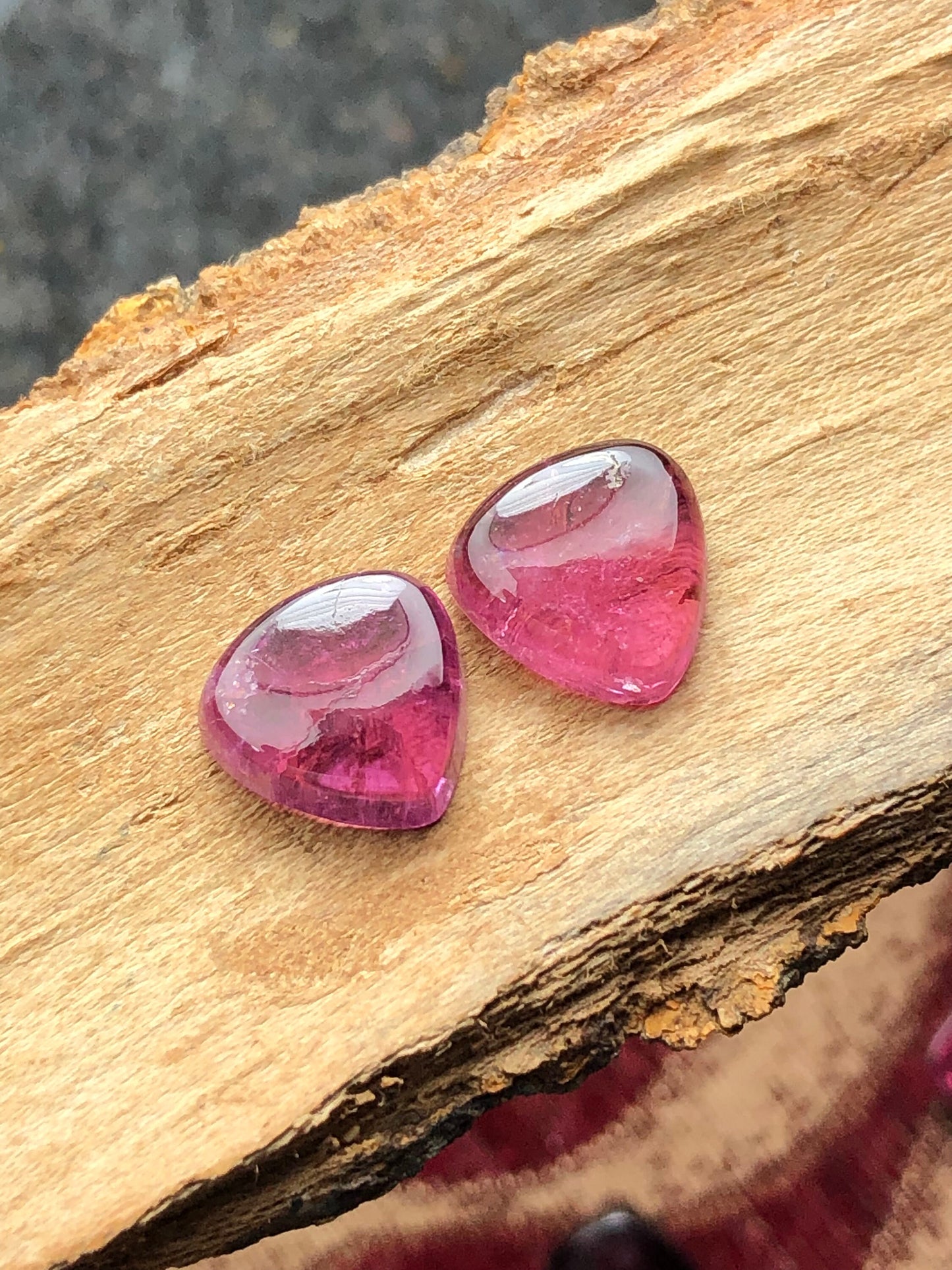 Natural pink cabochons pair 9.90 carat