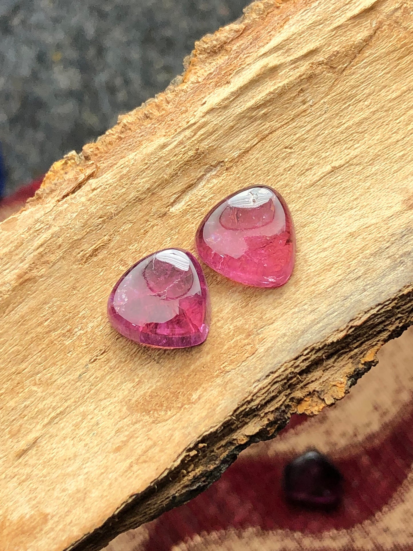 Natural pink cabochons pair 9.90 carat